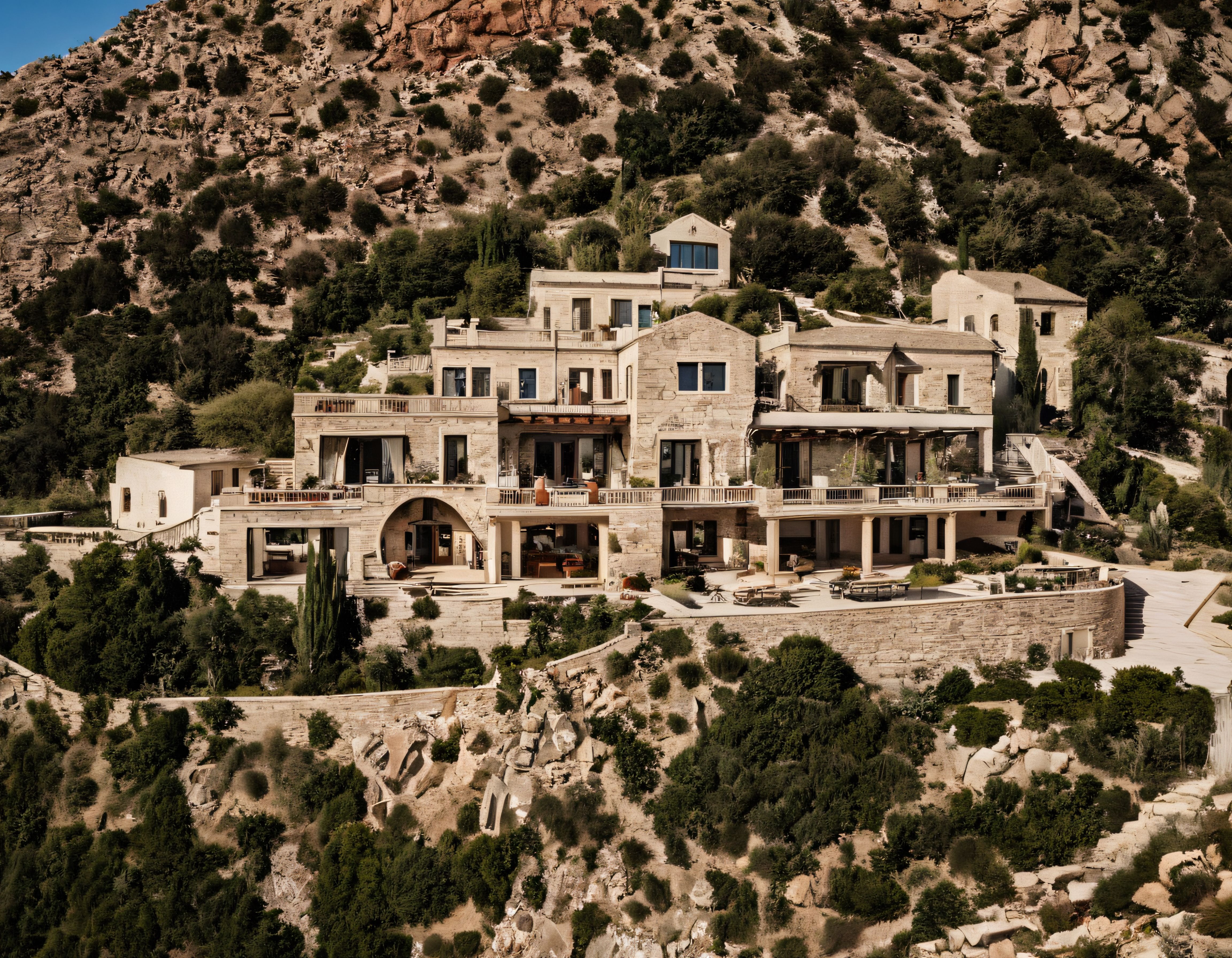 Kayalık Yamaçta Saklı Lüks Taş Otel ve Muhteşem Doğa Manzarası
