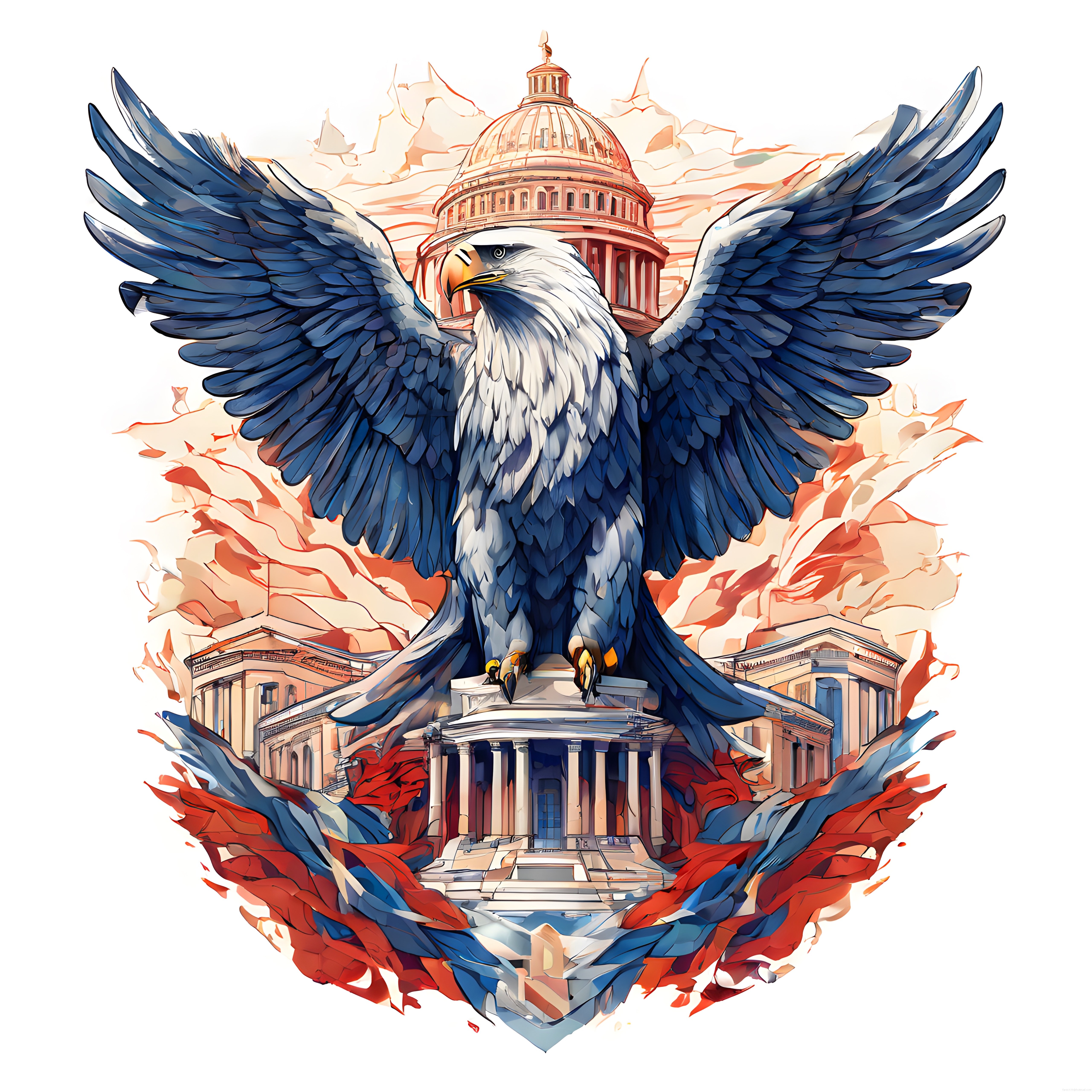 Kel kartal ve Capitol: Amerikan sembollerinin dijital sanat yorumu