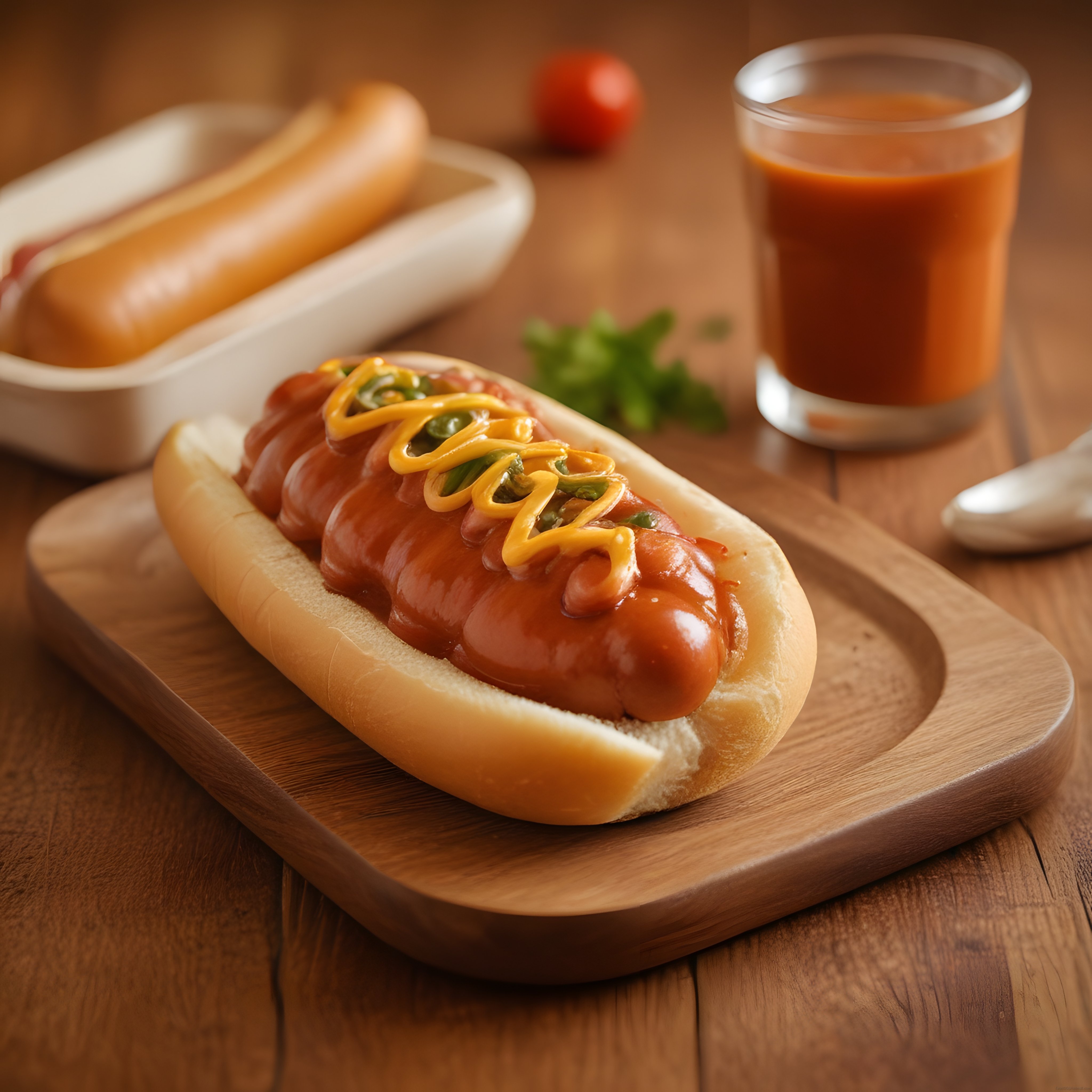 Ketçap Hardal ve Jalapeno ile Sıcak Sosisli Sandviç Sunumu Ketçap Hardal ve Jalapeno ile Sıcak Sosisli Sandviç Sunumu