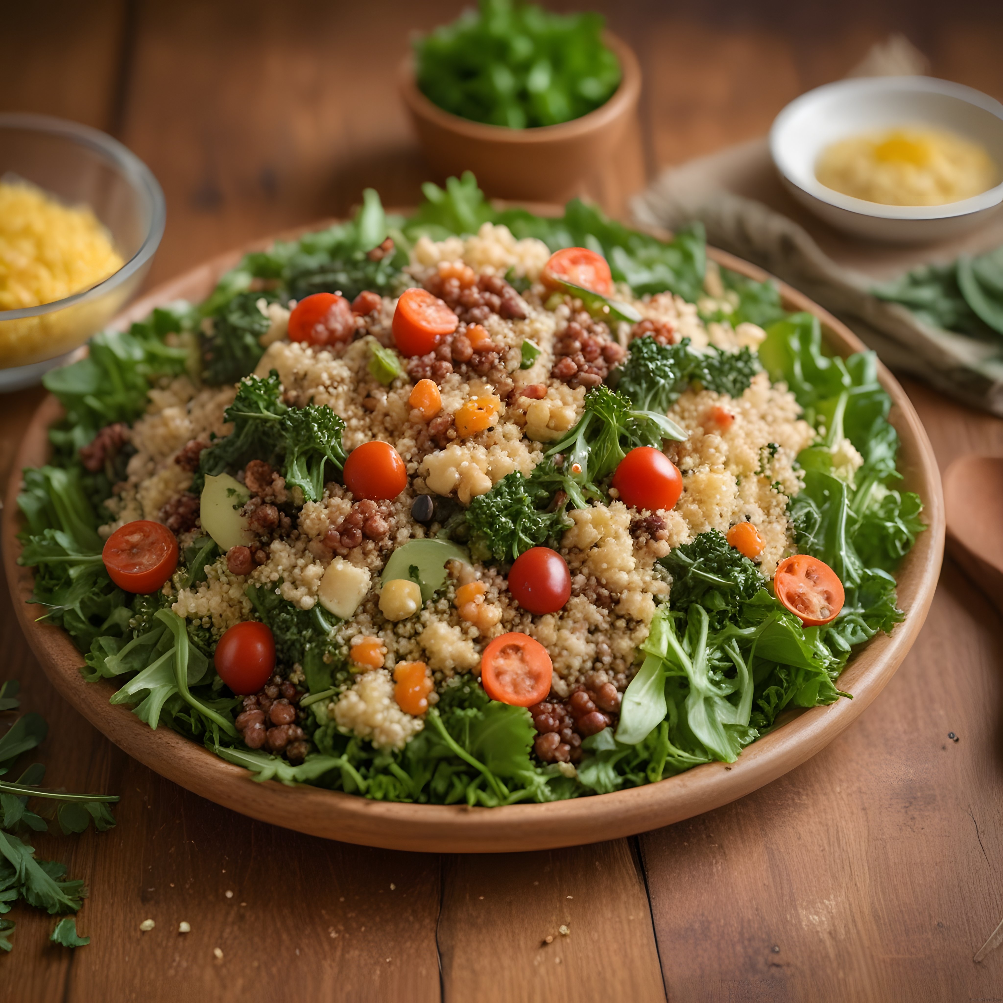 Kinoa ve Mercimekli Renkli Taze Salata: Sağlıklı Beslenme Sunumu