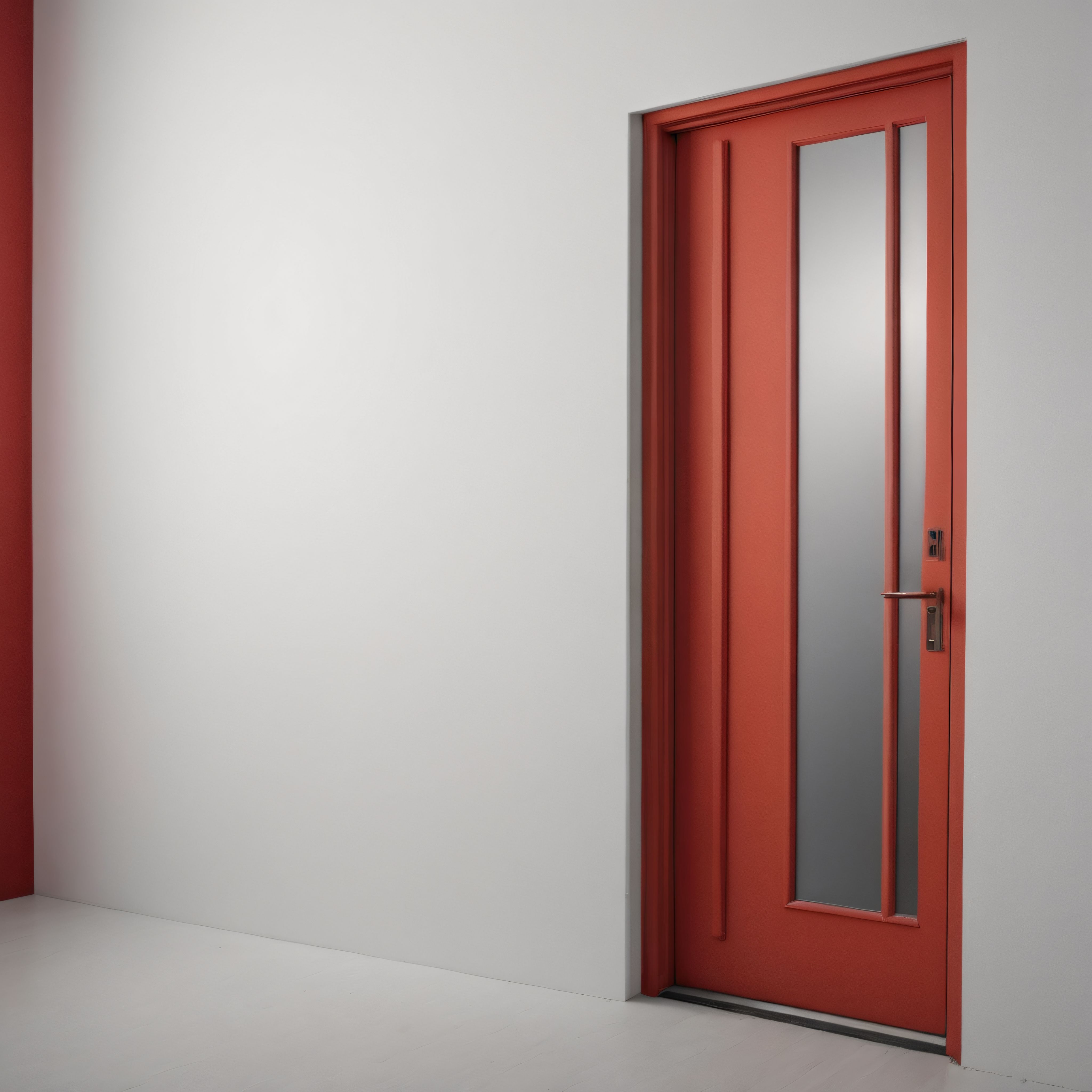 Kiremit Rengi Modern Kapı ve Beyaz Duvarlı Minimalist Dekorasyon
