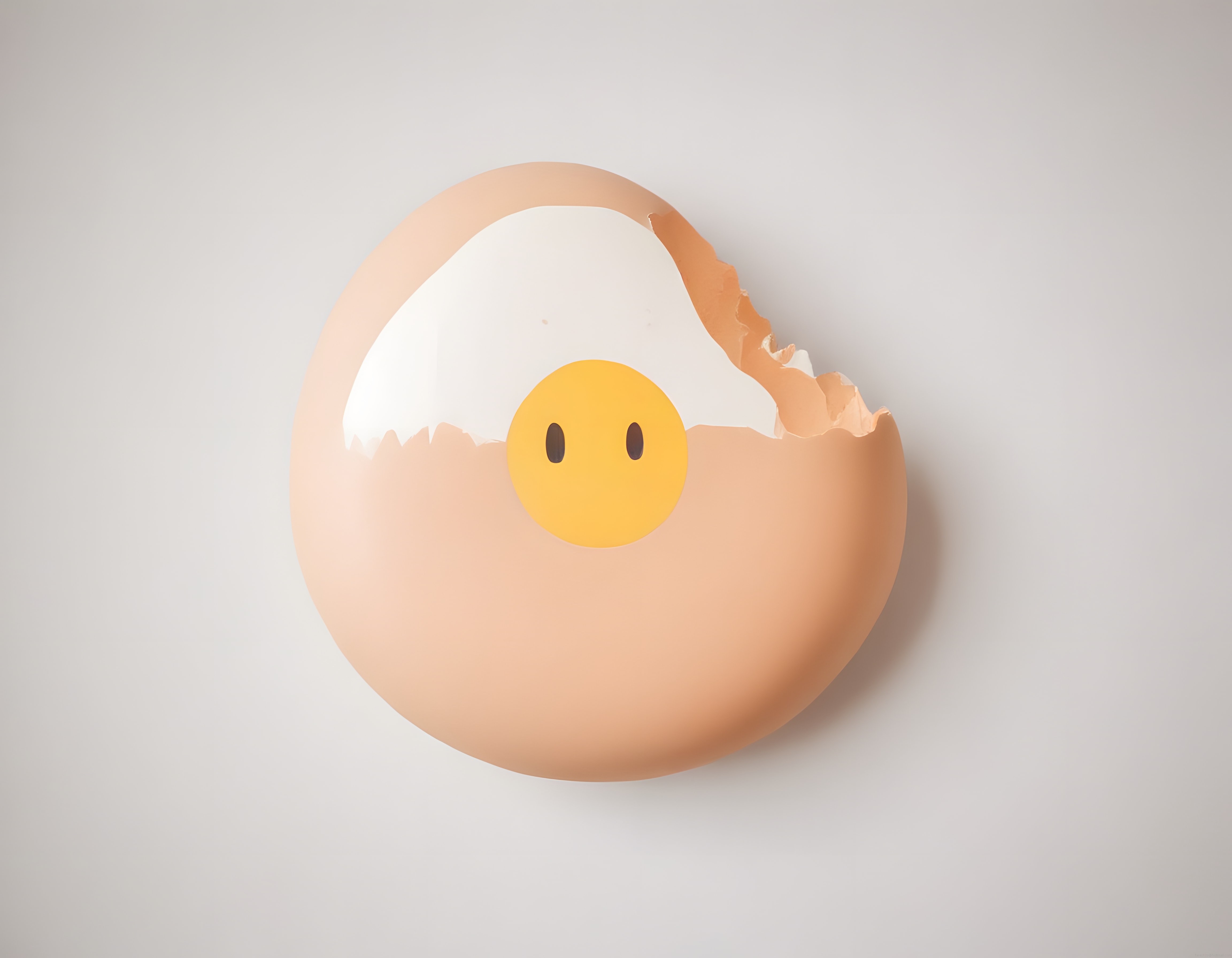 Kırık Yumurta Kabuğu İçinden Sevimli Gözlerle Bakan Emoji Tadında Yumurta Sarısı