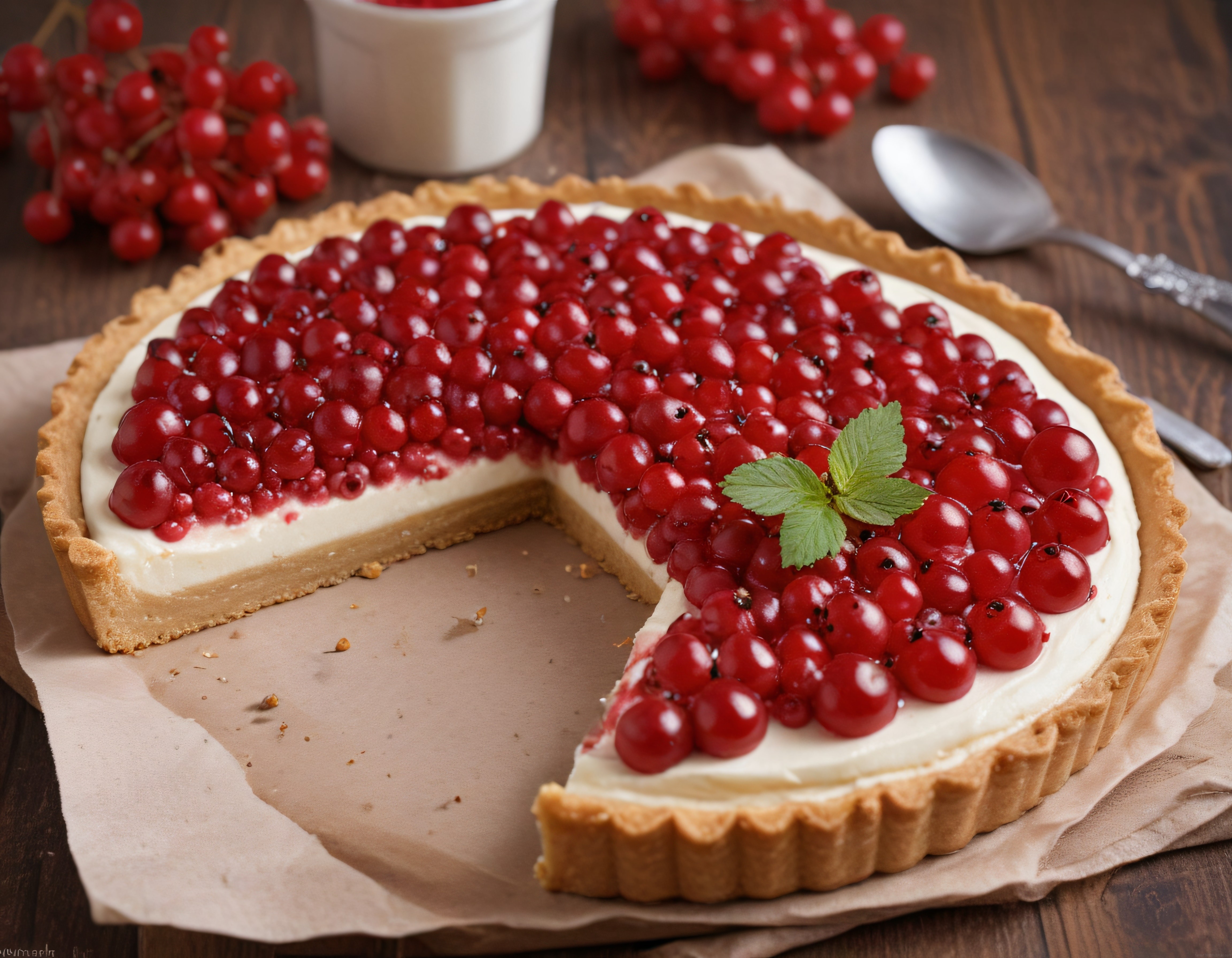 kırmızı frenk üzümlü kremalı tart tatlısı evde yapılabilir pratik sunum
