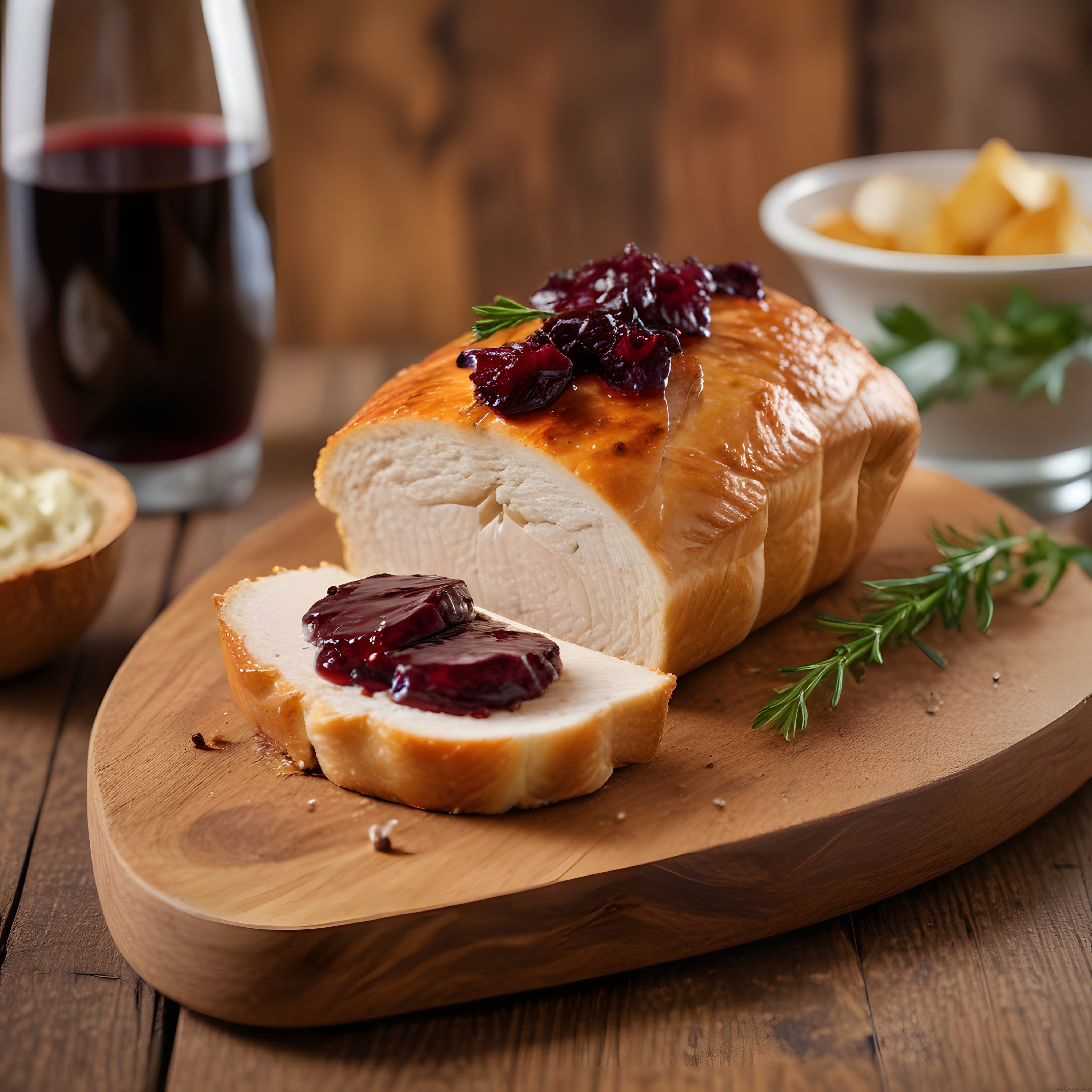 Kırmızı Meyve Soslu Füme Hindi ve Şarap Eşliğinde Kahvaltı Tabağı
