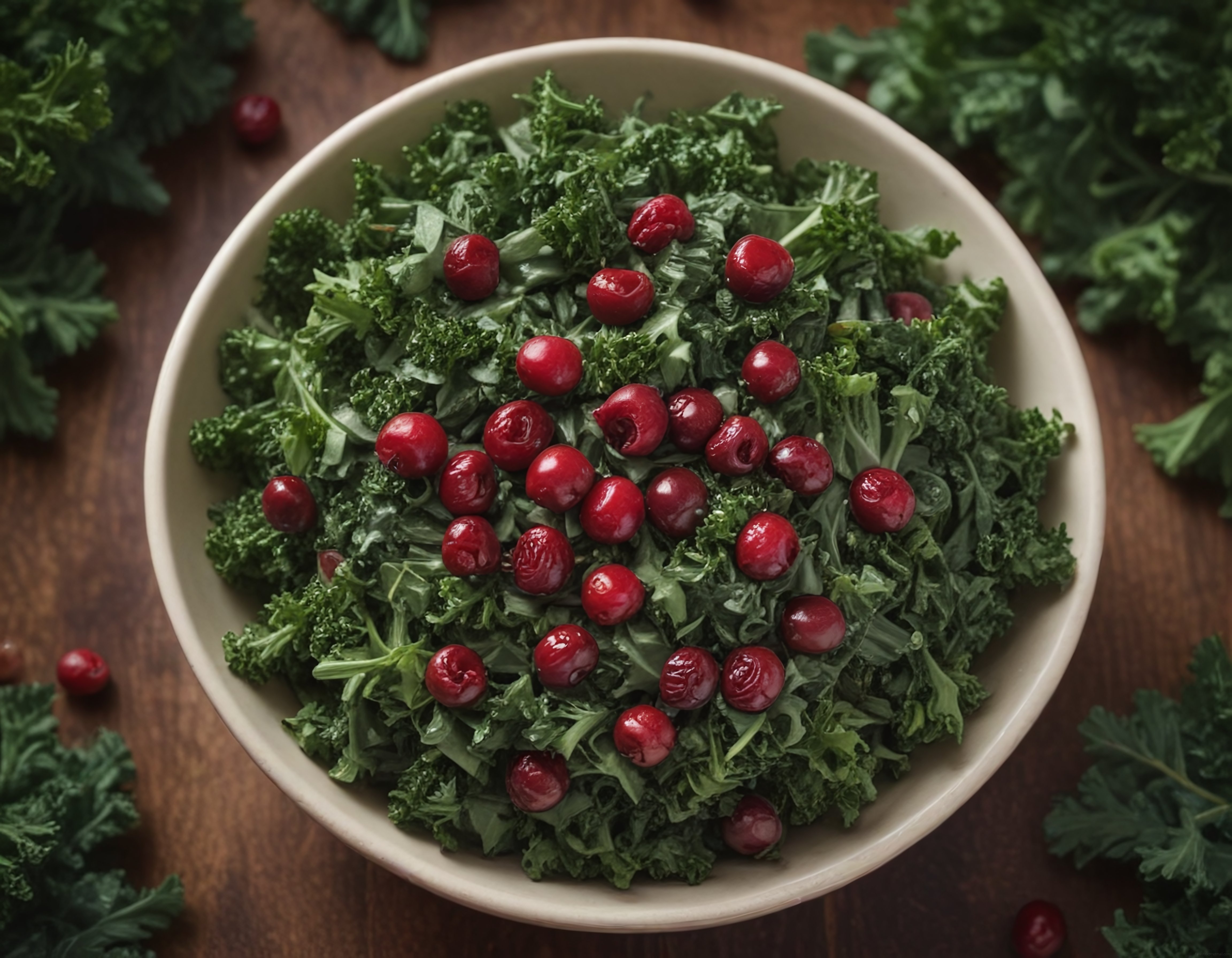 Kırmızı Meyveli Taze Kale Salatası: Sağlıklı ve Lezzetli Vegan Kase