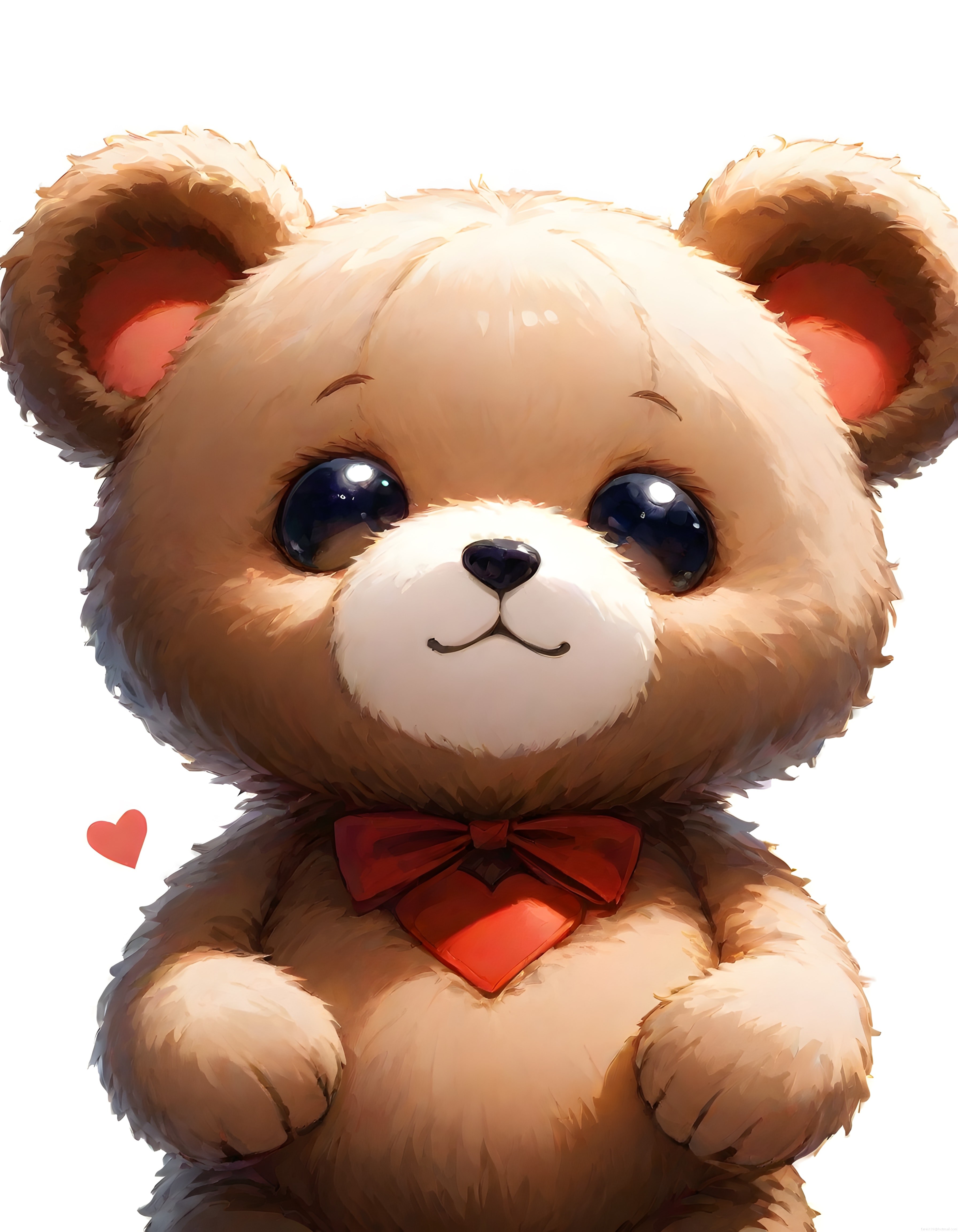 Kırmızı Papyonlu Sevimli Teddy Ayı Çizimi ve Kalp Detaylı Karakter Tasarımı