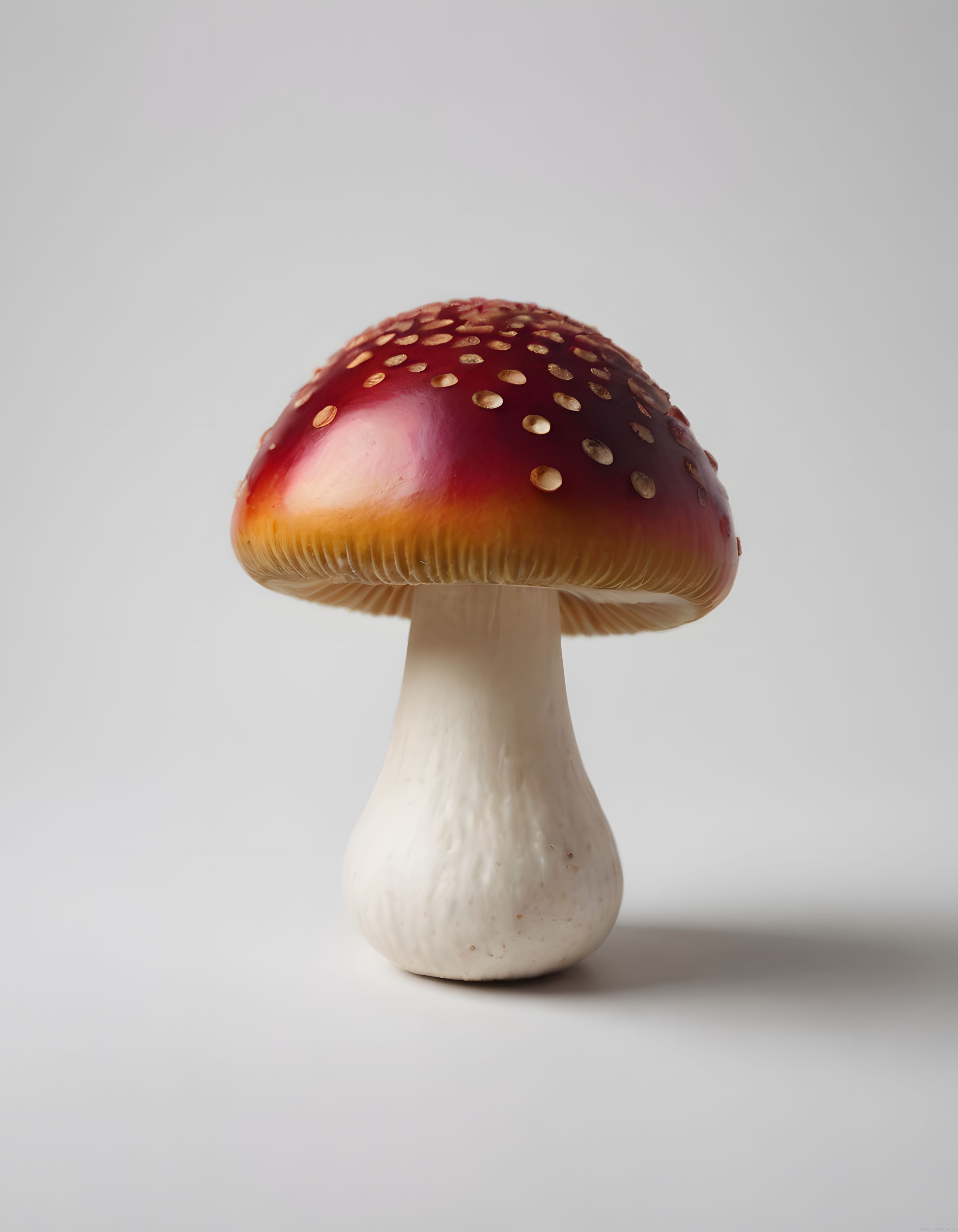 Kırmızı Şapkalı Amanita Muscaria Mantarı Beyaz Arka Planlı Makro Çekim