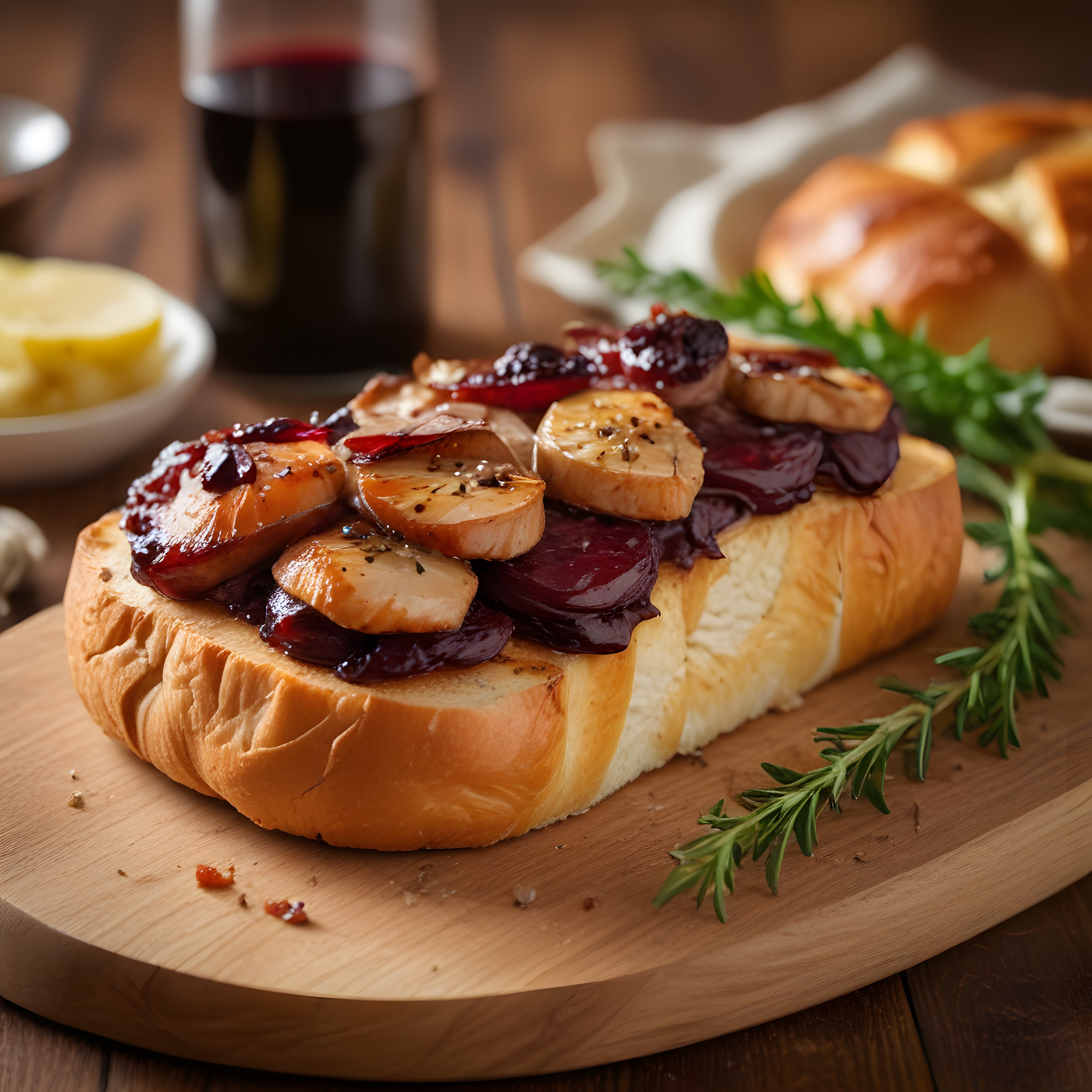 Kırmızı Şarap Soslu Tavuk ve Pancarlı Ekmek Üzeri Rustik Sunum