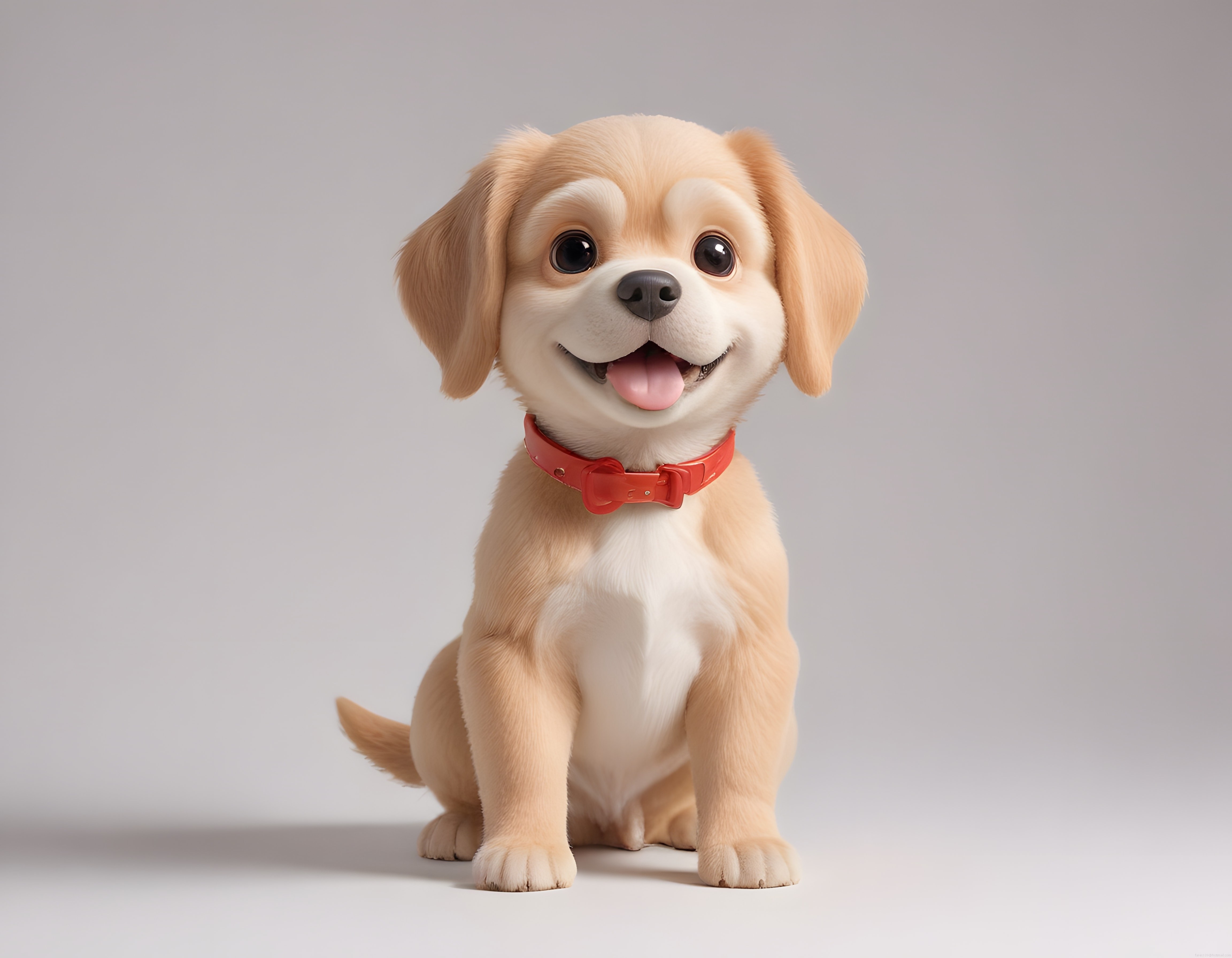 Kırmızı Tasmalı Sevimli Yavru Köpek Portresi ve Neşeli Masum Bakışları