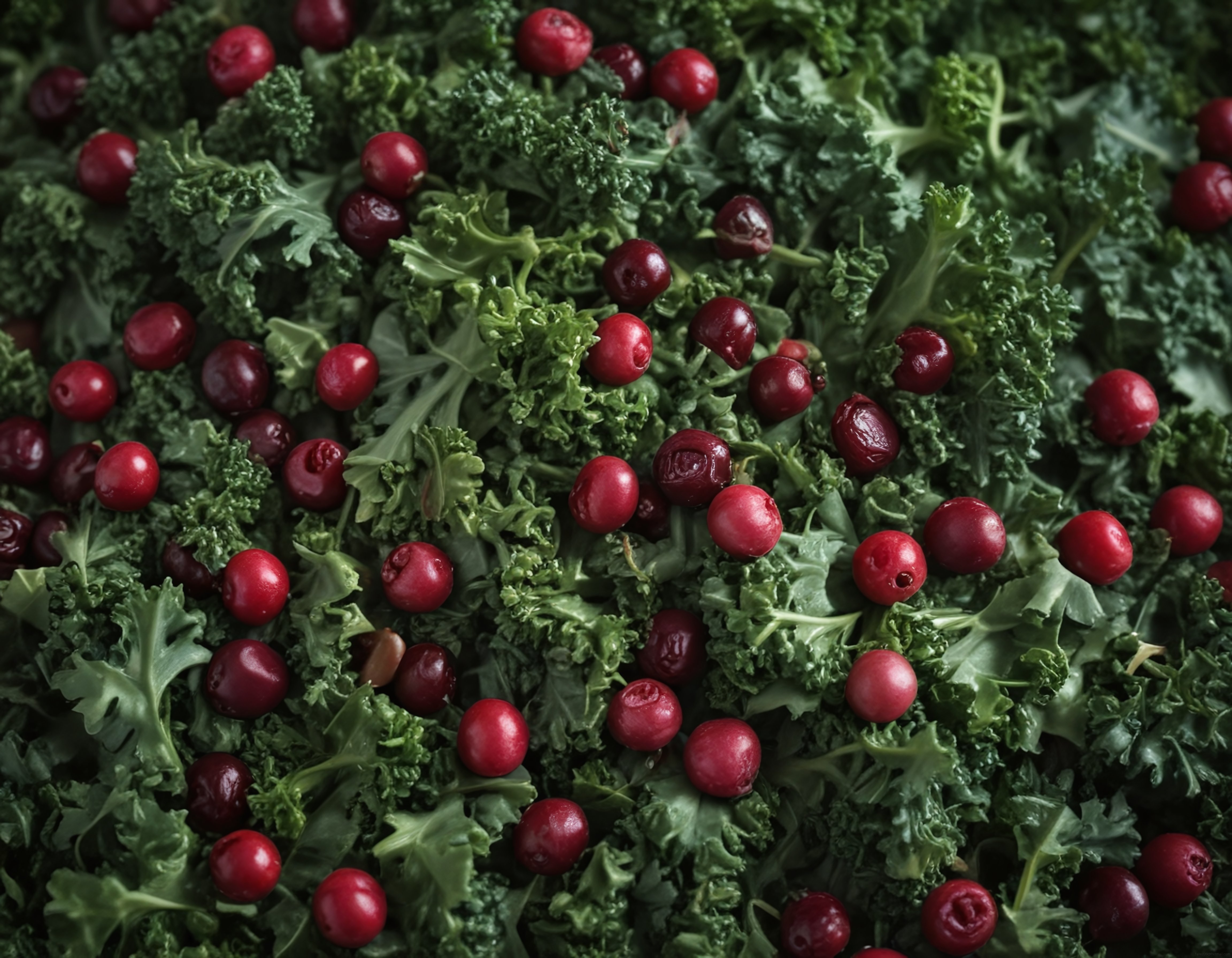Kırmızı yaban mersini ve taze yeşilliklerle hazırlanmış besleyici salata arka planı