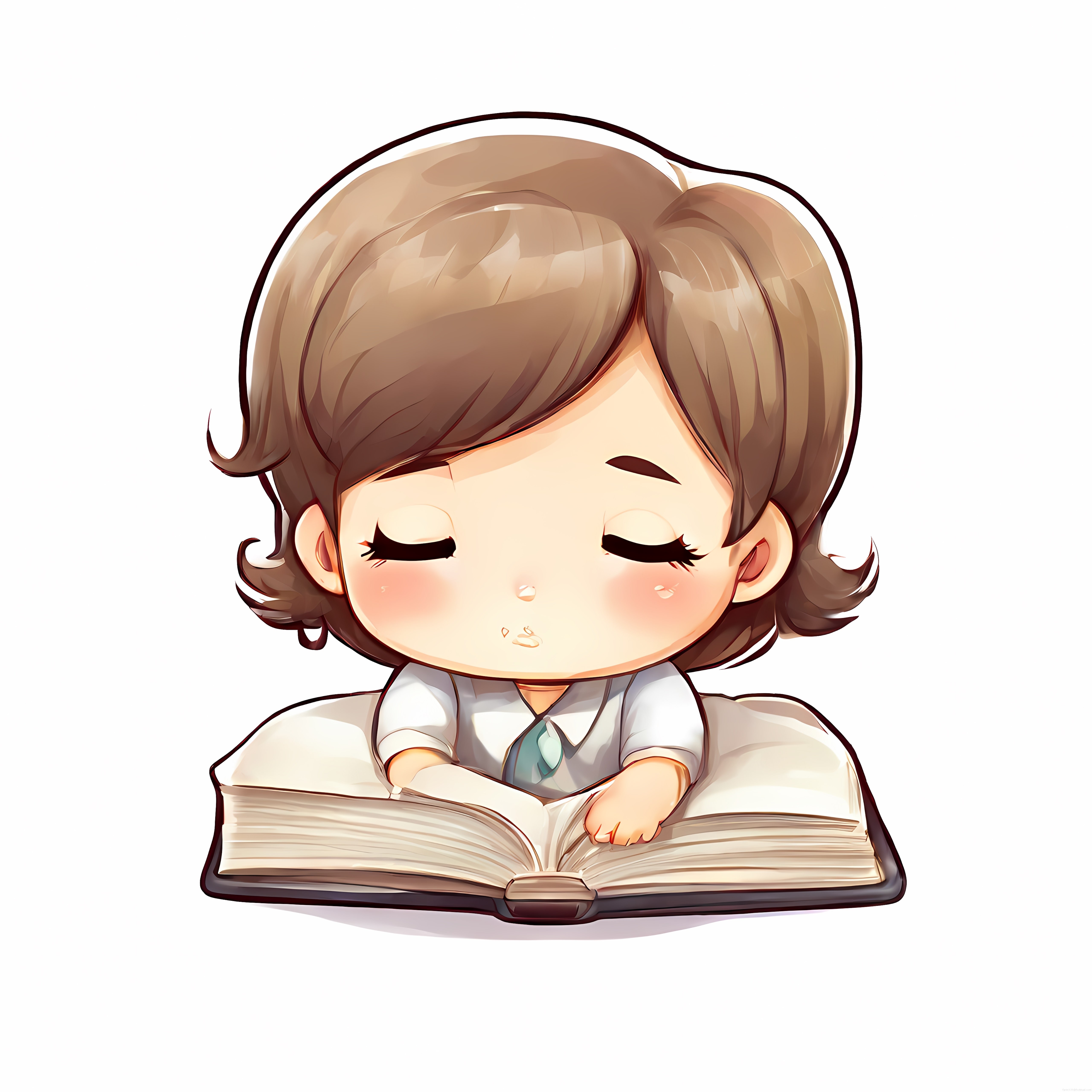 Kitap Okurken Gözyaşı Döken Üzgün Chibi Kız: Anime Karakter Çizimi