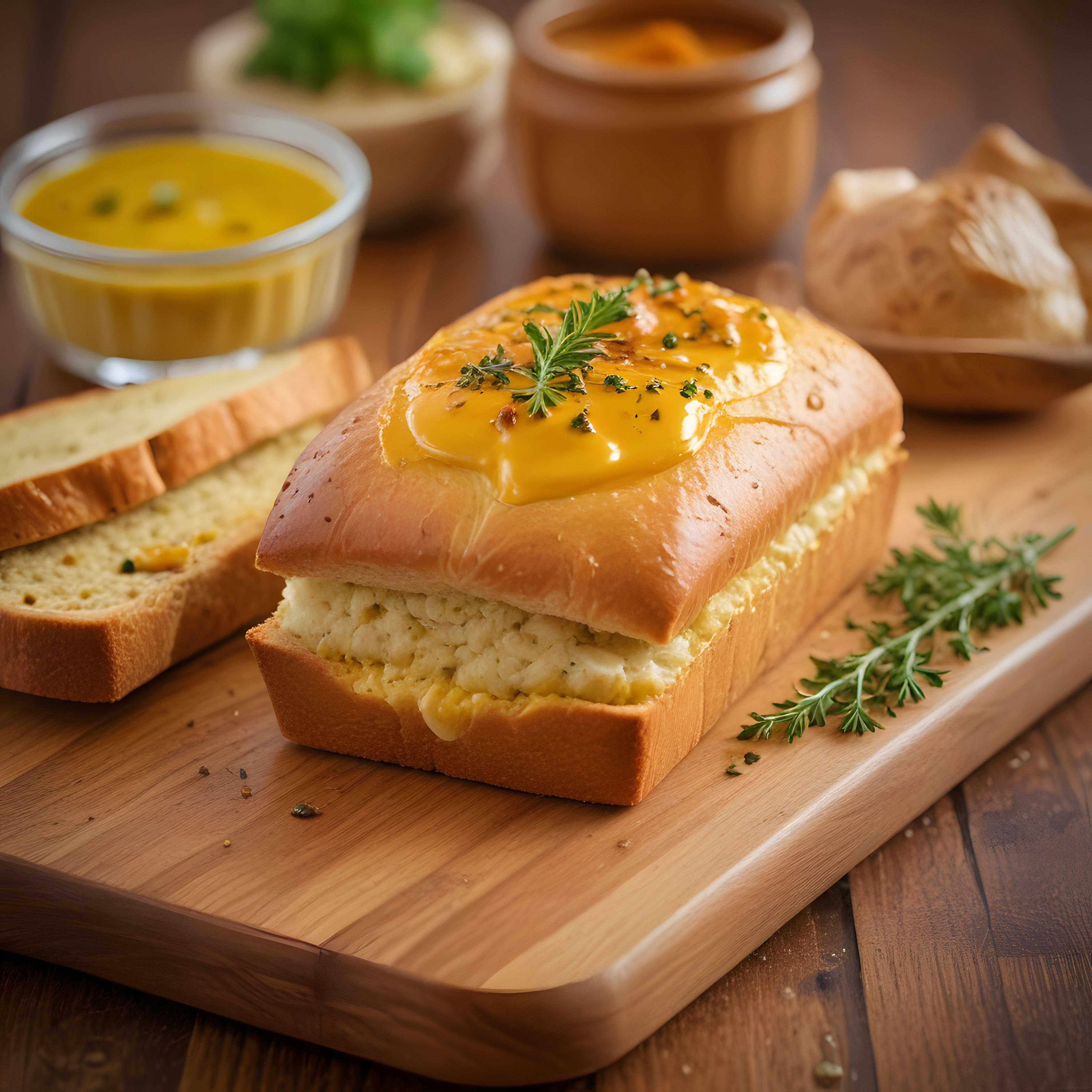 Kıtır Ekmek Üzerinde Sıcak Peynir Soslu Yumurtalı Kahvaltılık Tost