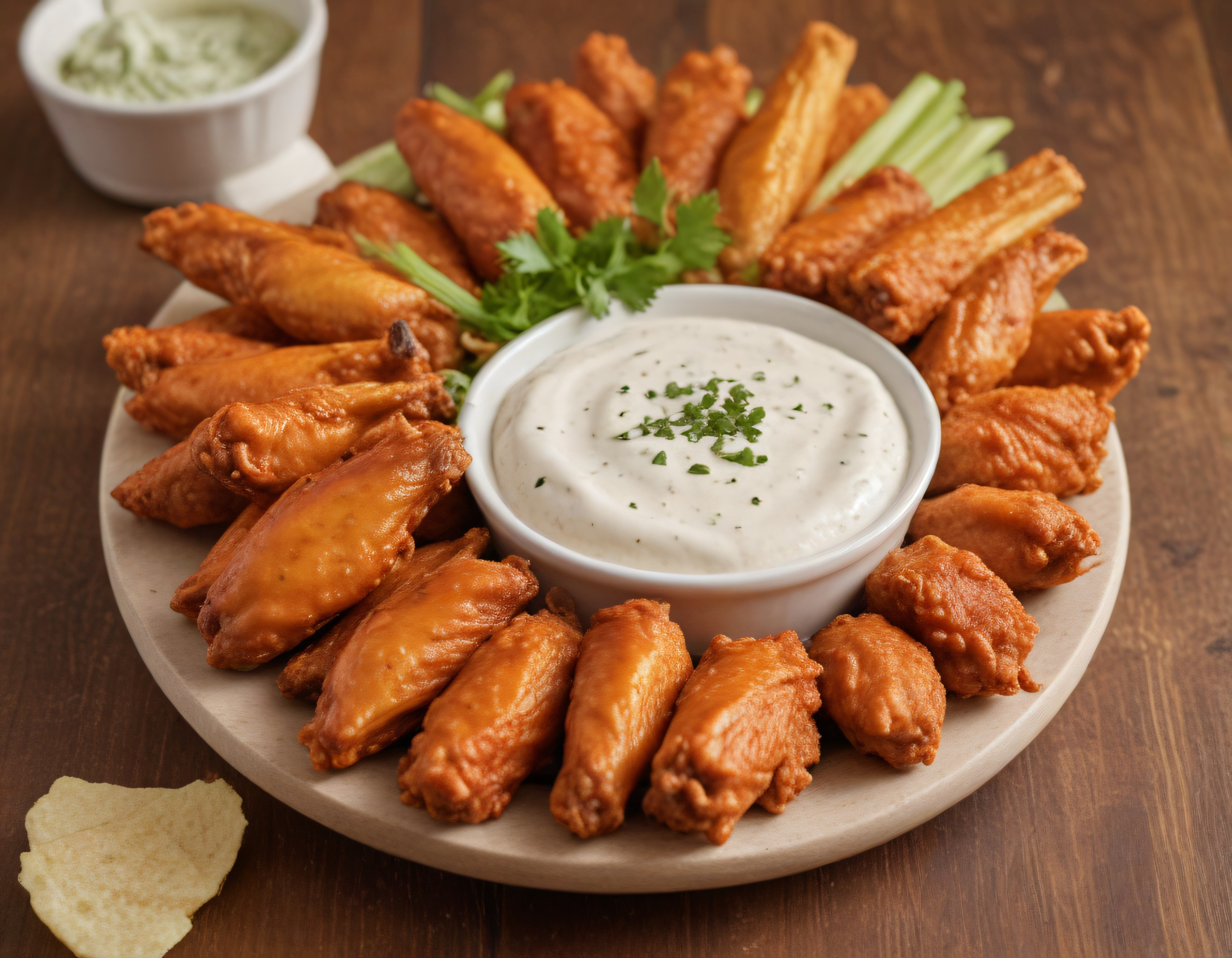 Kıtır Kızarmış Tavuk Kanatları ve Ranch Sosu ile Efsane Atıştırmalık Tabağı
