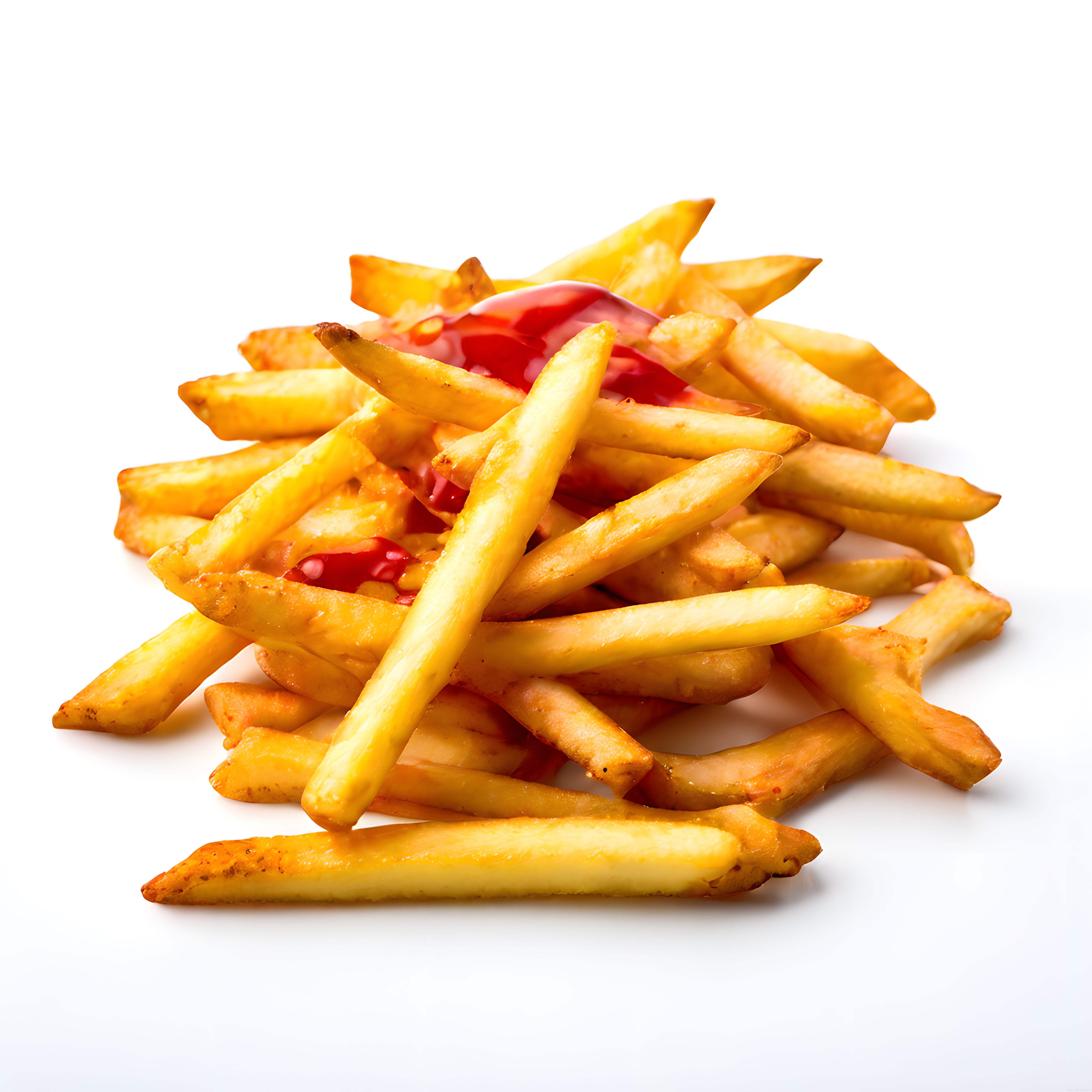 Kıtır Patates Kızartması Üzerine Sıcak Ketçap Dökülmüş Tatlı Bir Tabak