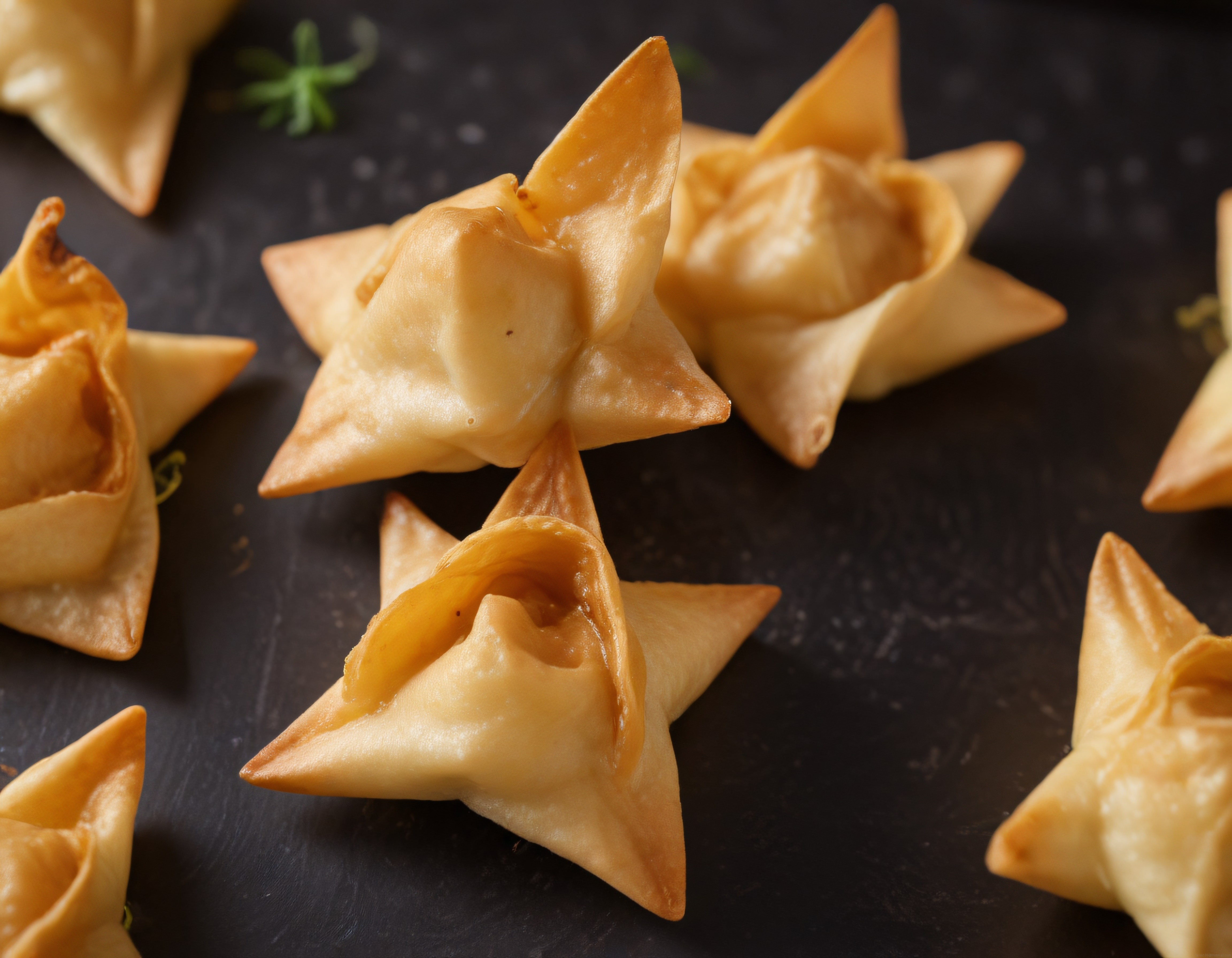 Kıtır Wonton Çiçekleri: Kızarmış Altın Sarısı Asya Hamur İşi ve Atıştırmalık