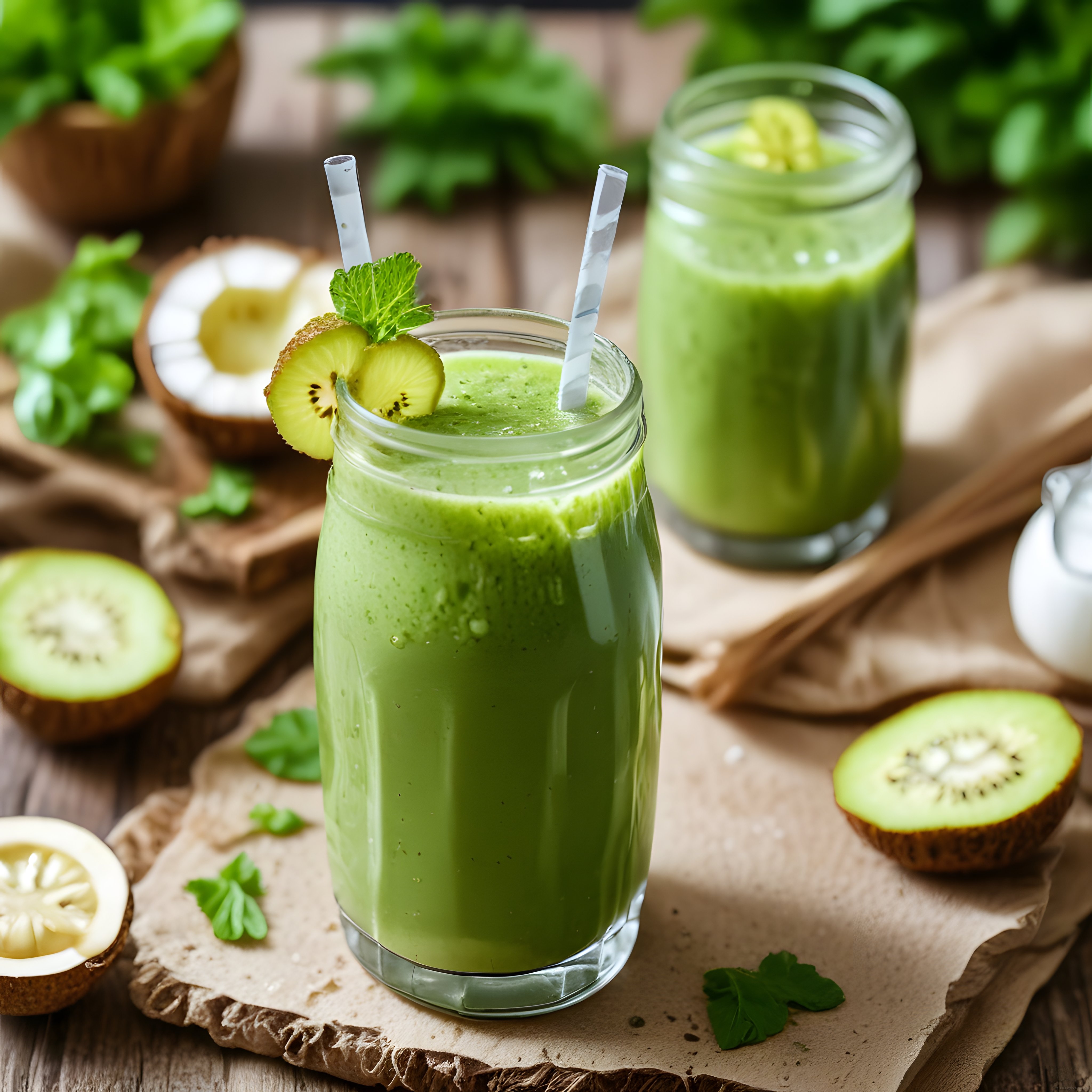Kivili Yeşil Smoothie: Taze Hindistan Cevizli ve Naneli Sağlıklı İçecek Tarifi