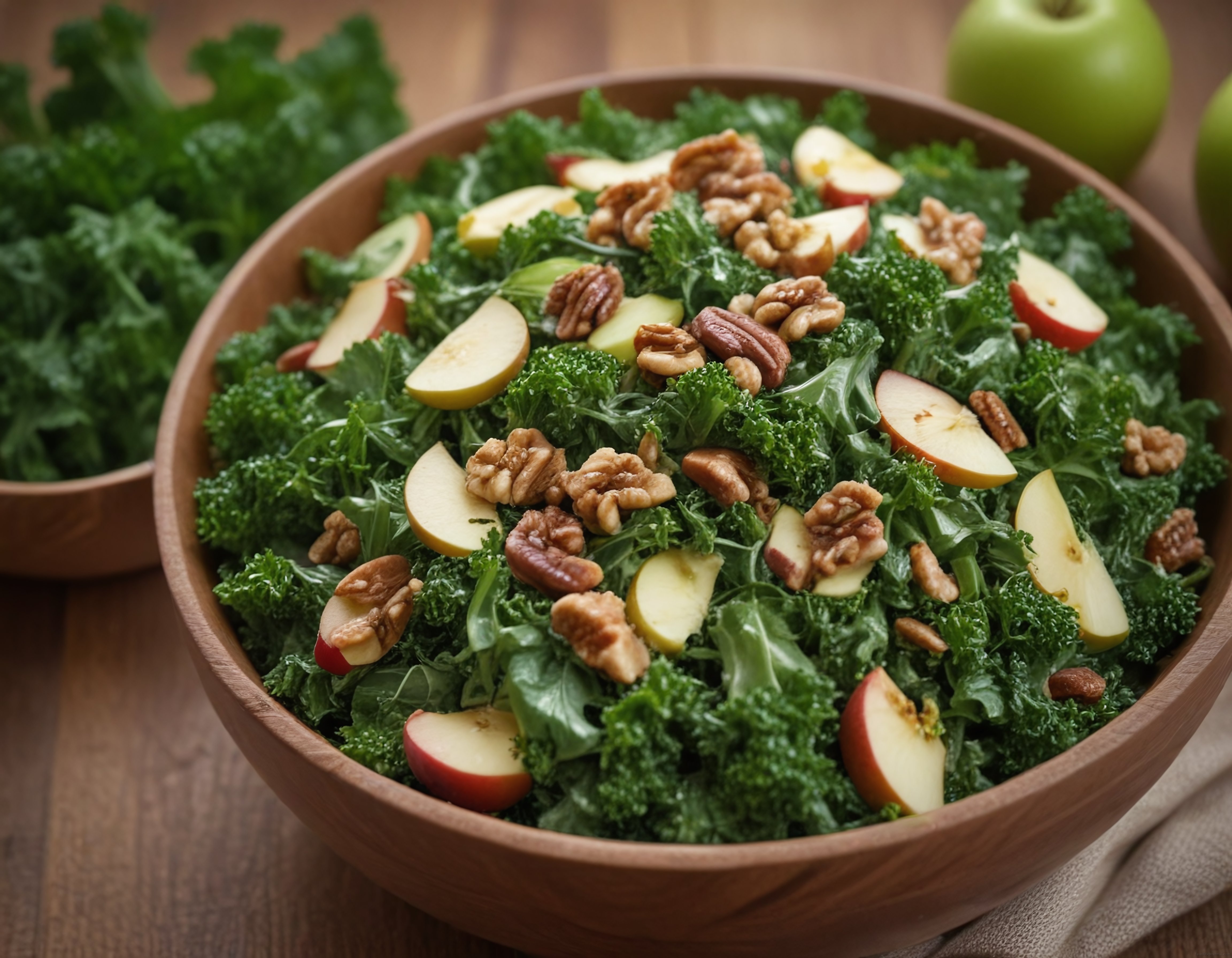 Kıvırcık Lahana Salatası: Elma Dilimleri ve Cevizli Sağlıklı Vegan Beslenme