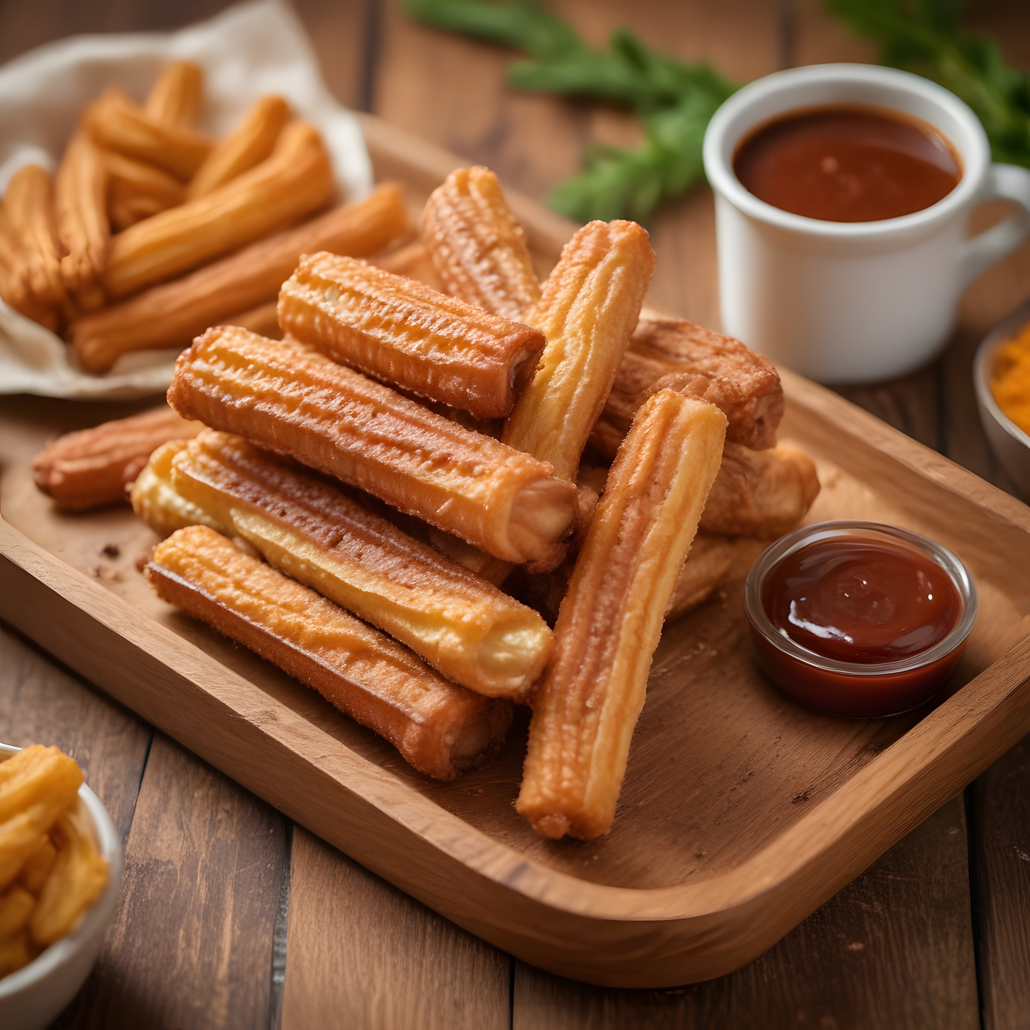 Kızarmış Churros ve Çikolata Sosu: İspanyol Sokak Tatlısı Sunumu