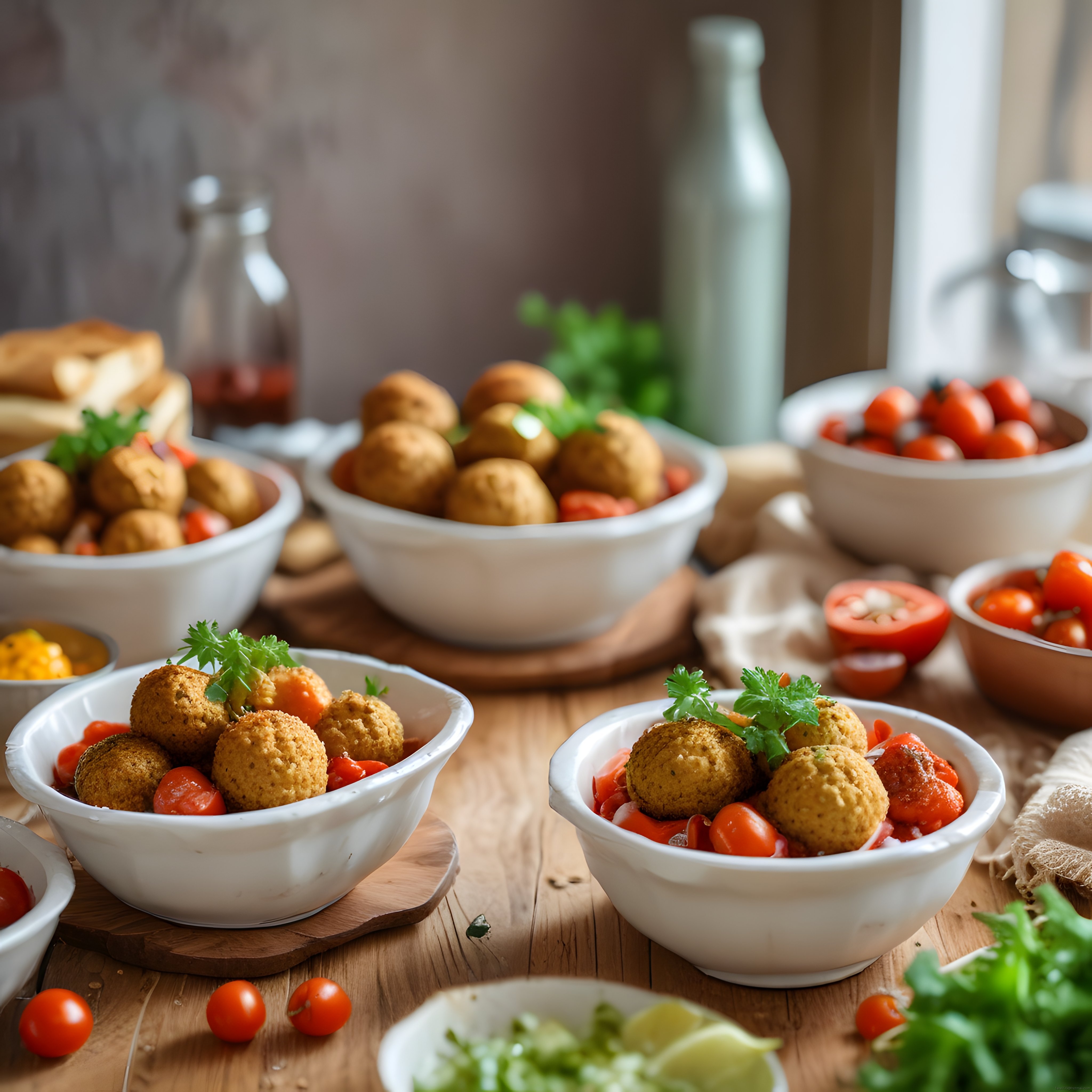 Kızarmış Falafel Köftesi ve Domates Sosuyla Nefis Bir Sofra Hazırlığı