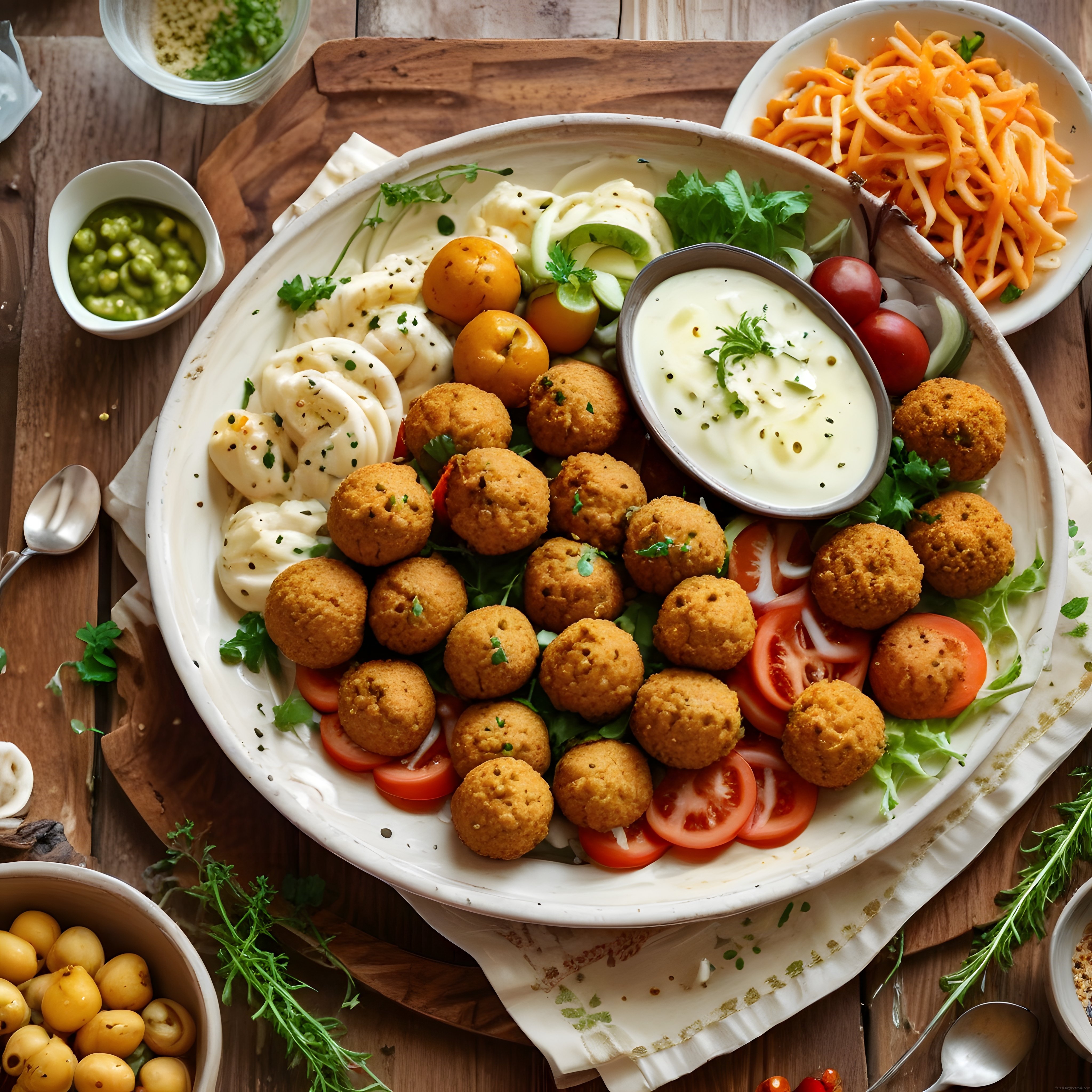 Kızarmış Falafel Topları ve Haşlanmış Yumurtayla Kahvaltı Tabağı