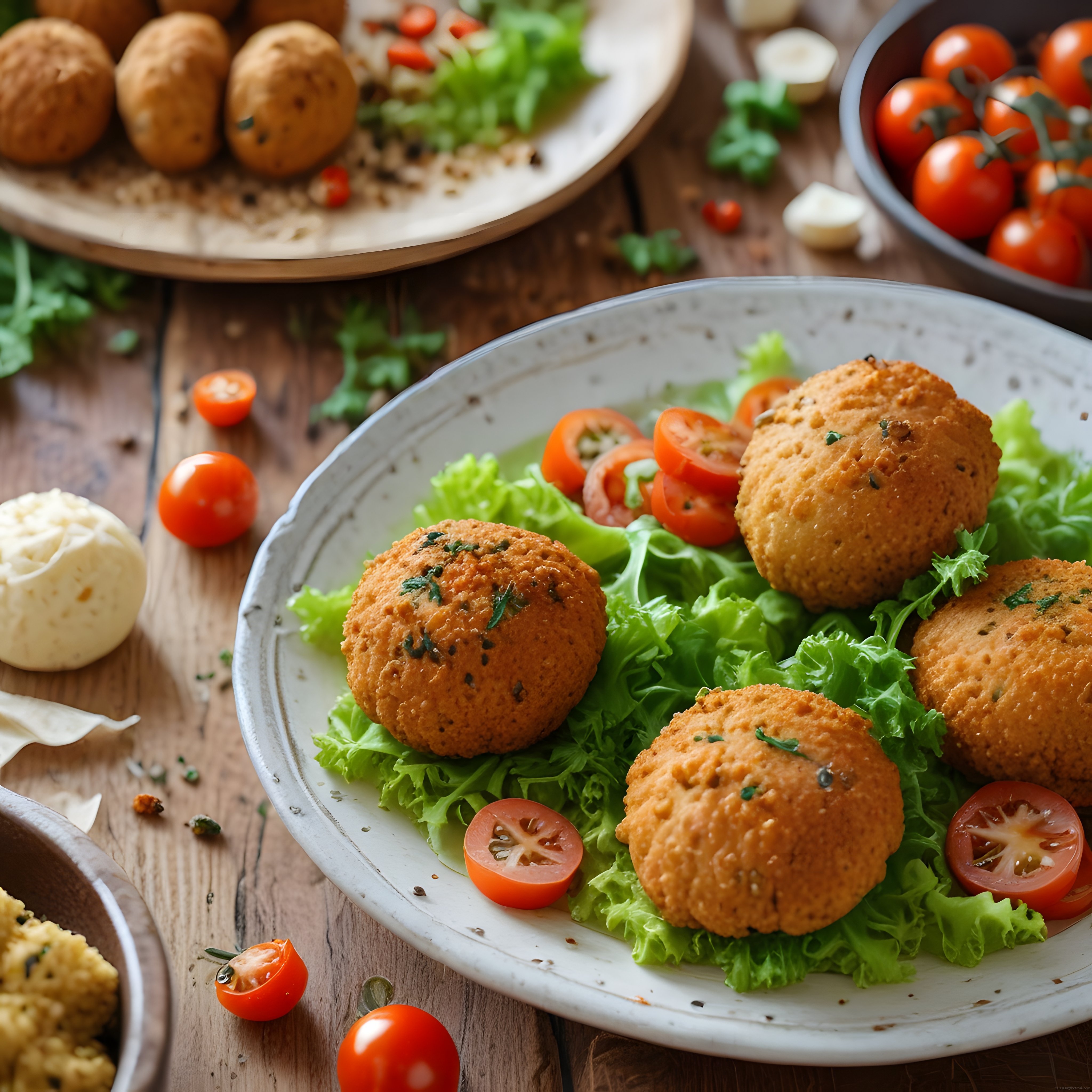 Kızarmış Pane Kaplı Lezzet Topları ve Taze Salata ile Şık Rustik Sunum