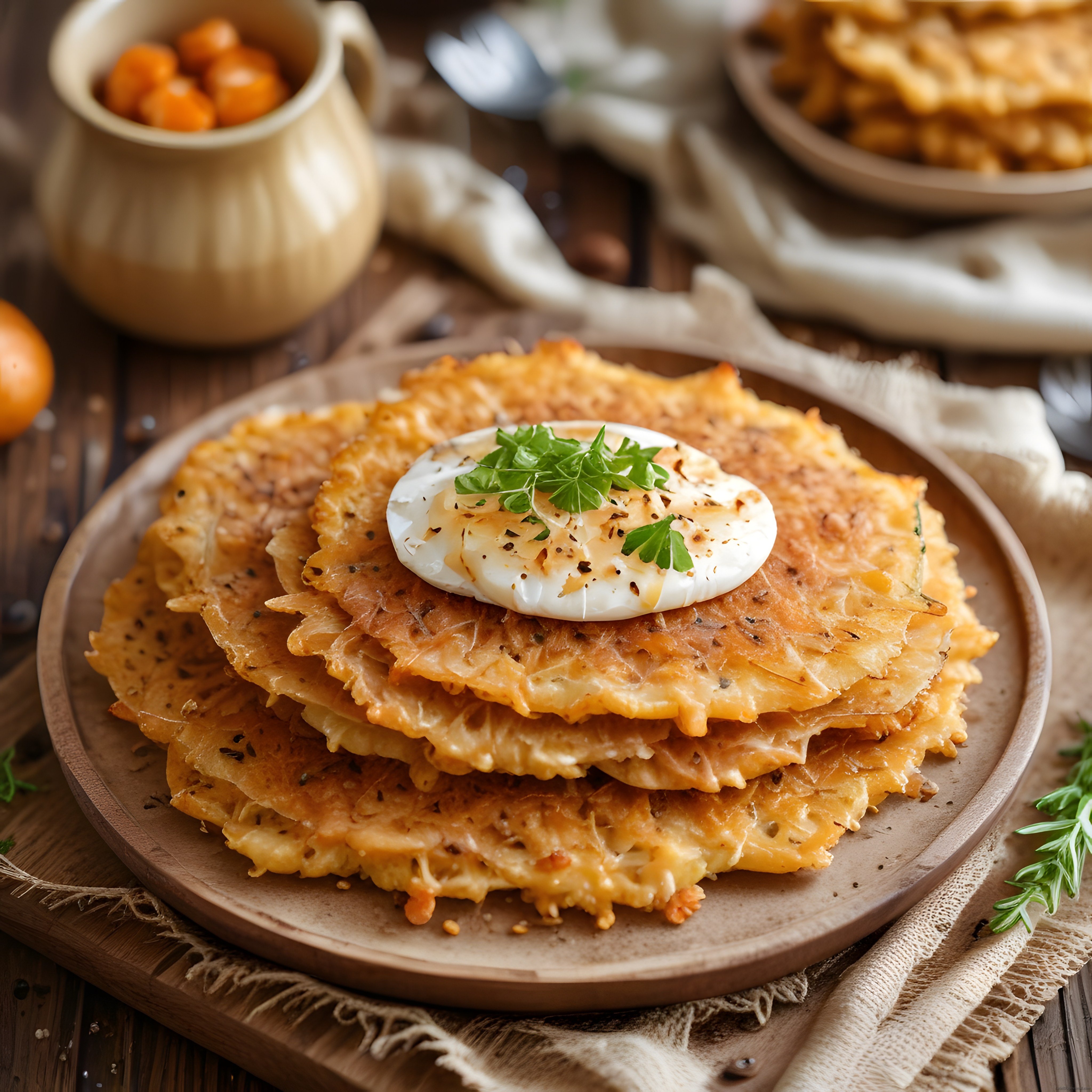 Kızarmış Patates Mücveri Üzerinde Poşe Yumurta ile Efsanevi Kahvaltı Tabağı
