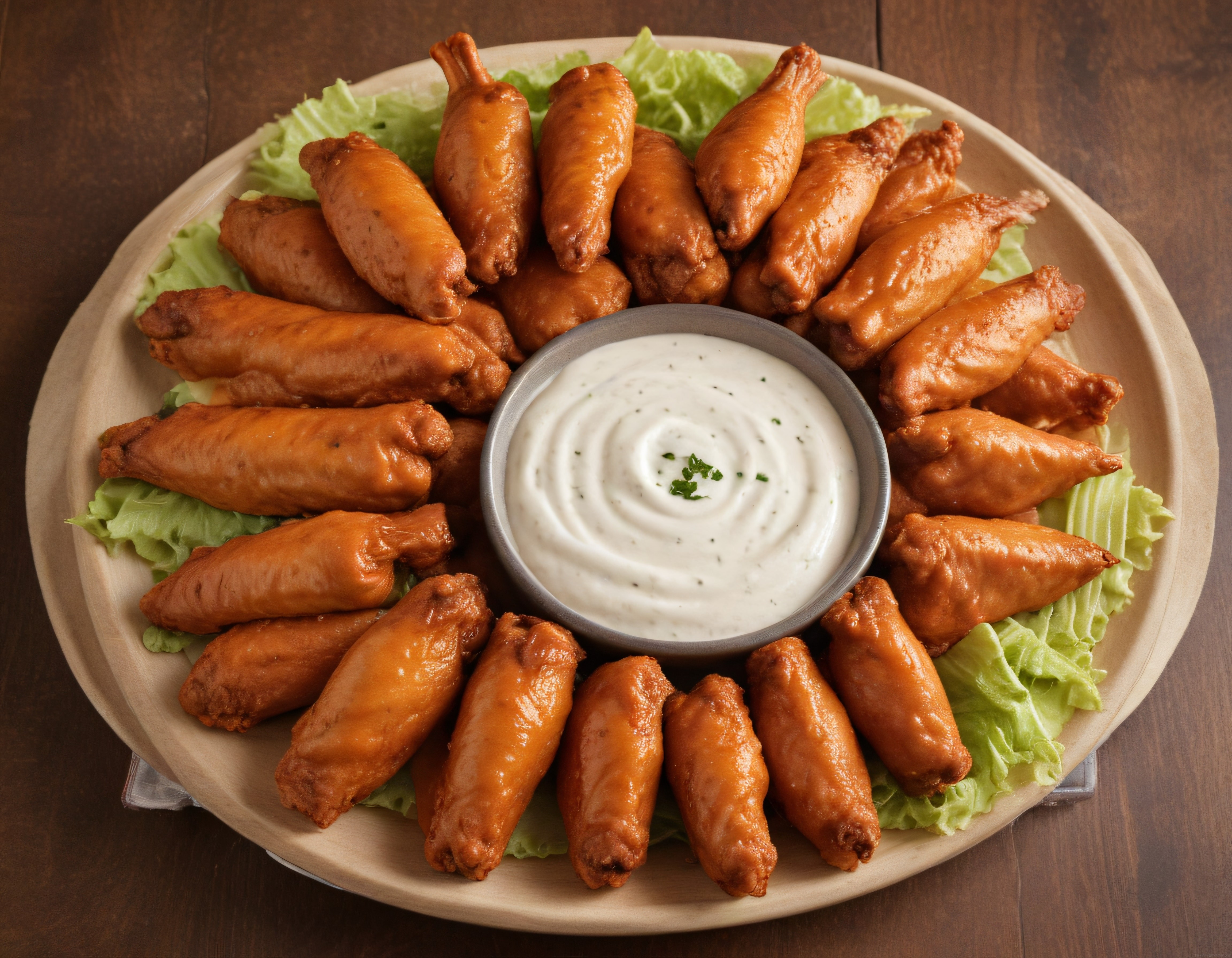 Kızarmış Soslu Tavuk Kanatları ve Ranch Dip Sosu ile Göz Alıcı Sunum