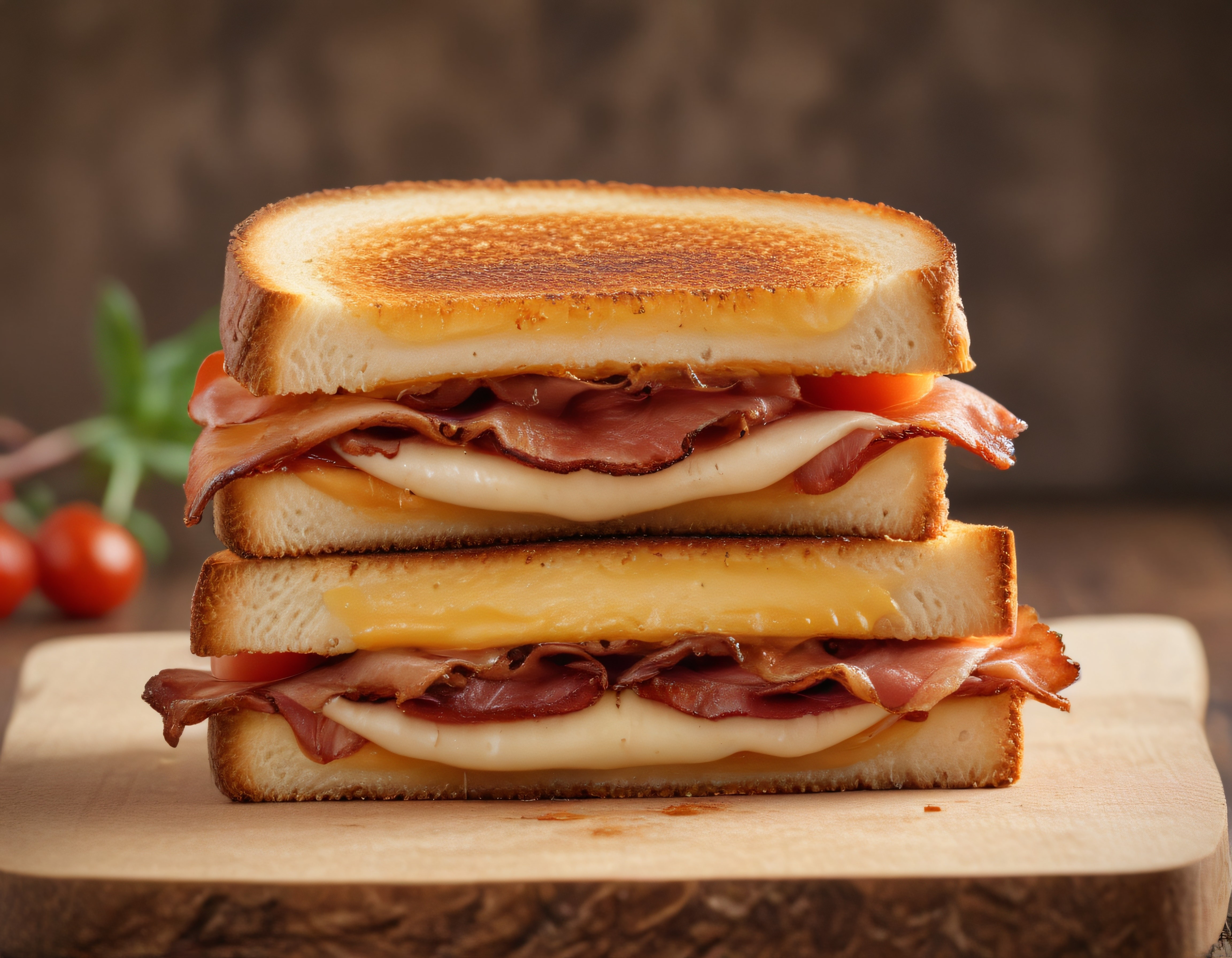 Kızarmış tost ekmeğinde jambonlu peynirli sandviç: kahvaltılık lezzet