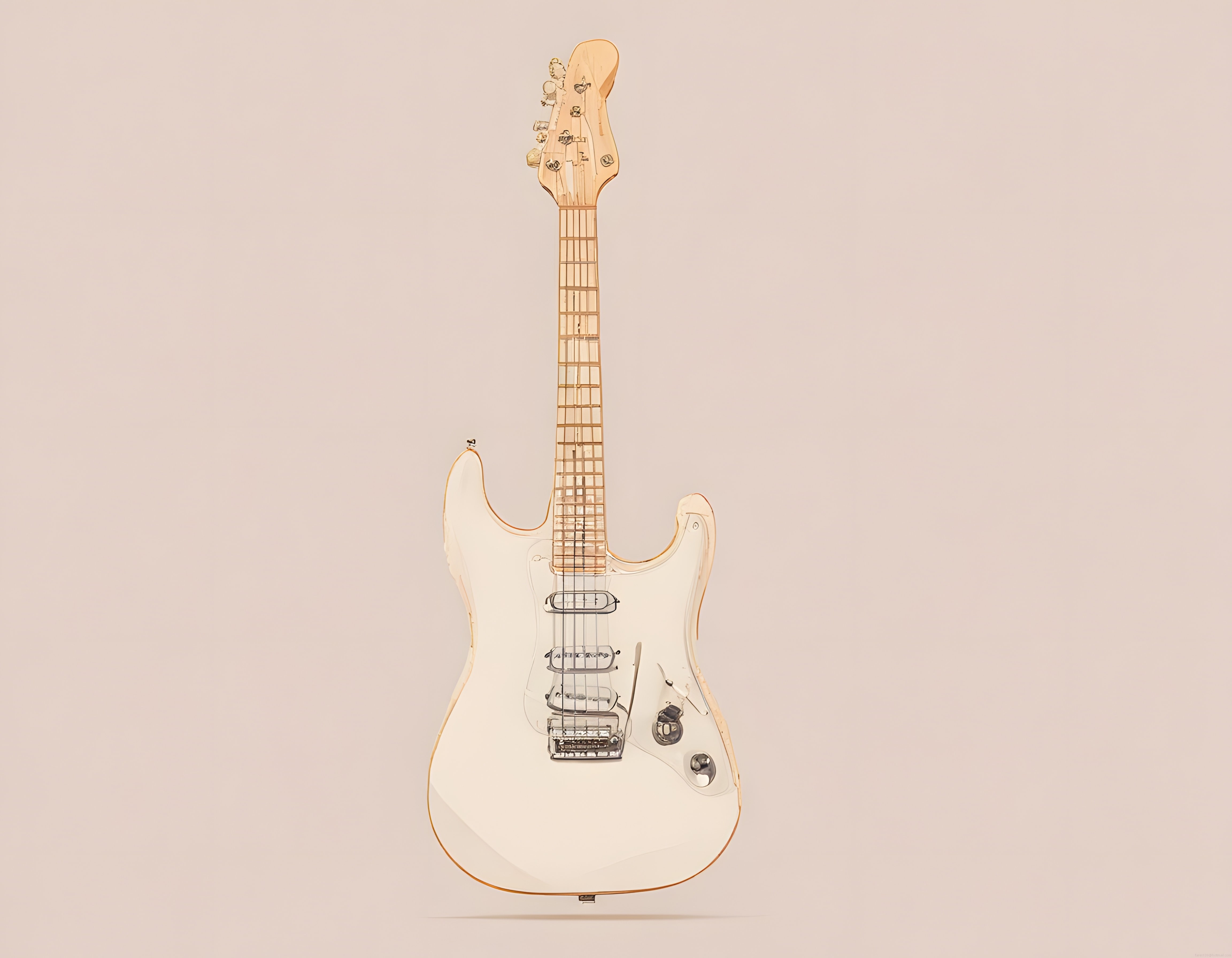 Klasik Beyaz Stratocaster Elektro Gitarın Elegan Stüdyo Ortamında Çekimi