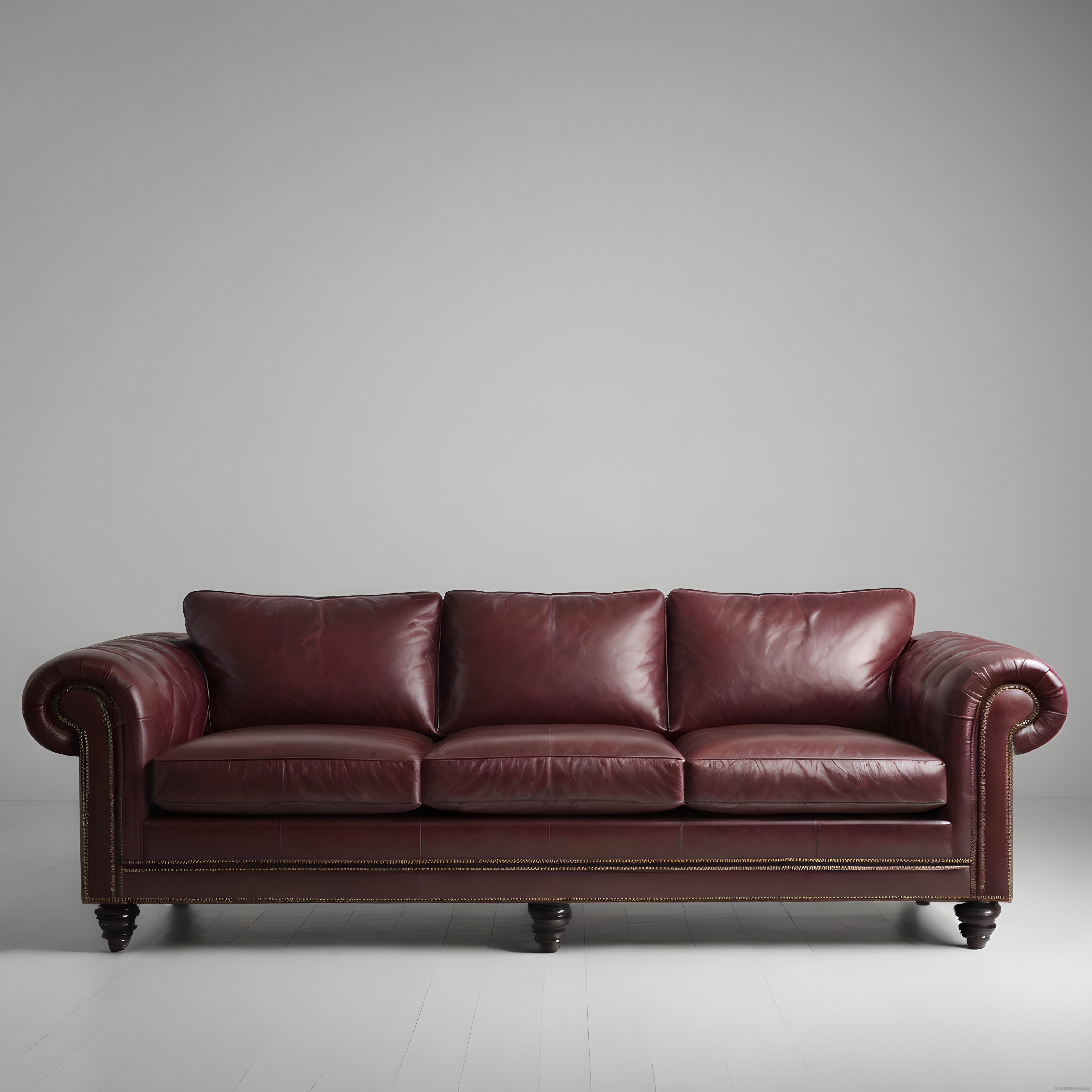 Klasik Bordo Deri Chesterfield Kanepe ve Modern Minimalist İç Mekan Tasarımı