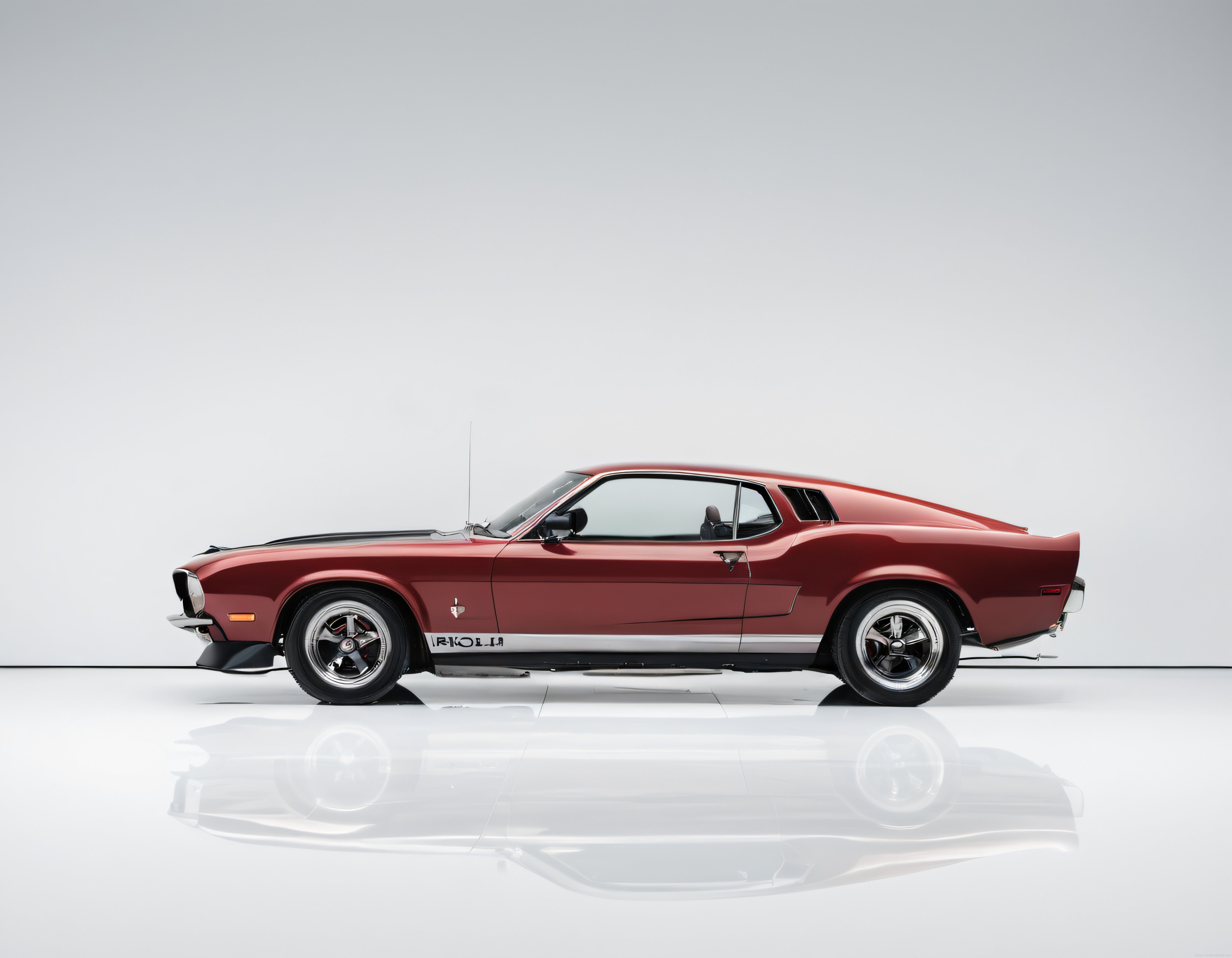 Klasik Bordo Ford Mustang Mach 1 Yan Görünüm Stüdyo Çekimi