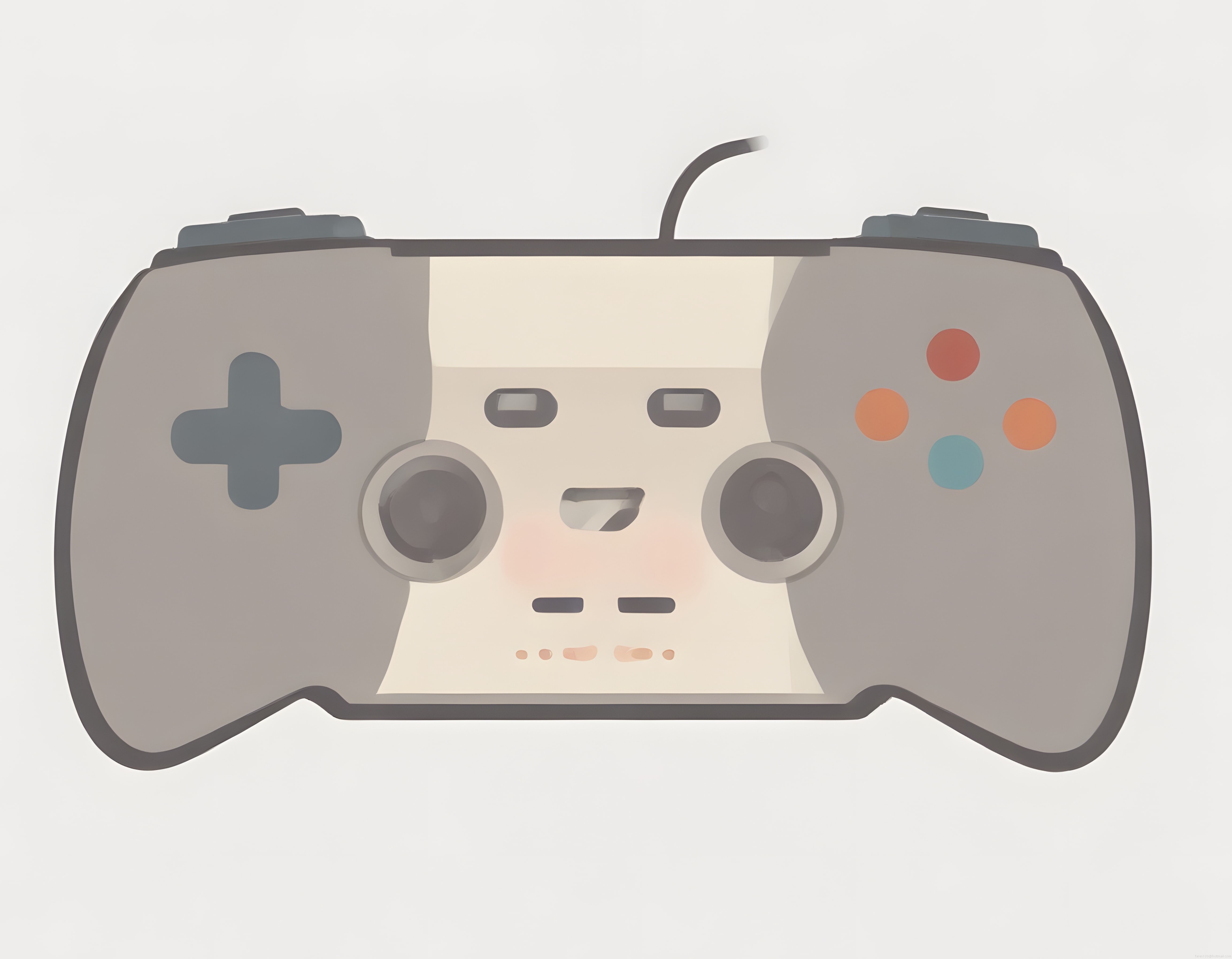 Klasik gri oyun kontrolcüsü: kablolu retro konsol kolu illüstrasyonu
