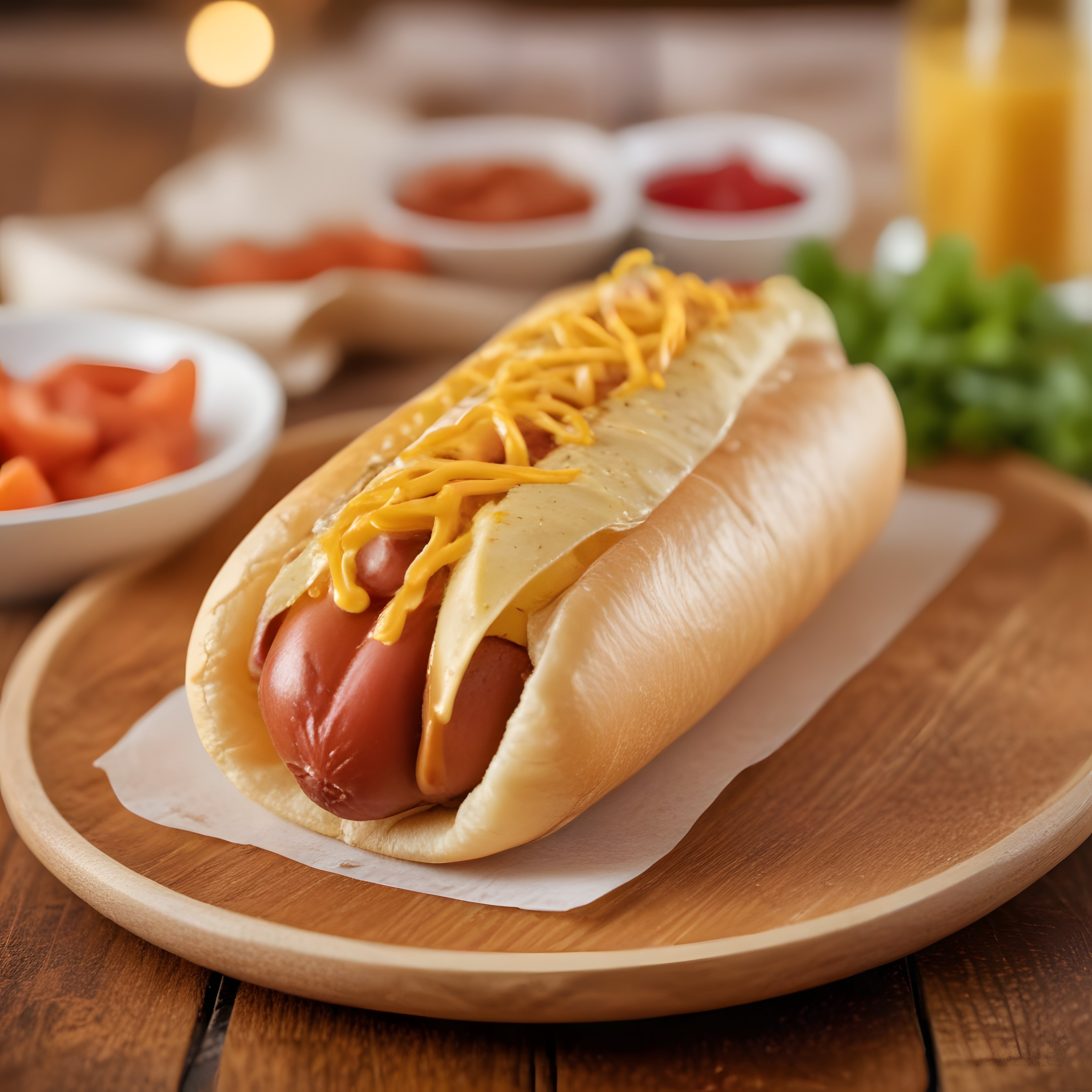 Klasik Hot Dog: Yumuşak Ekmek Arasında Sosis, Peynir ve Hardal Sosu