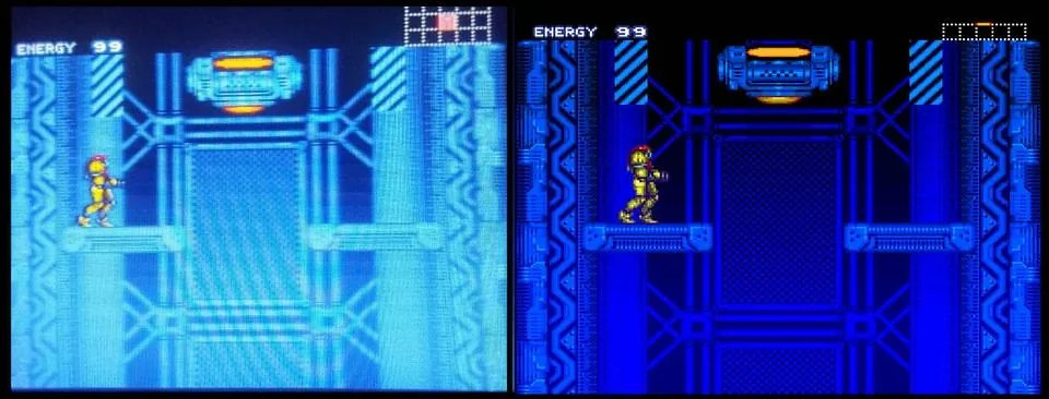 Klasik NES dönemi Metroid oyun ekranı ve retro pixel art bilim kurgu atmosferi