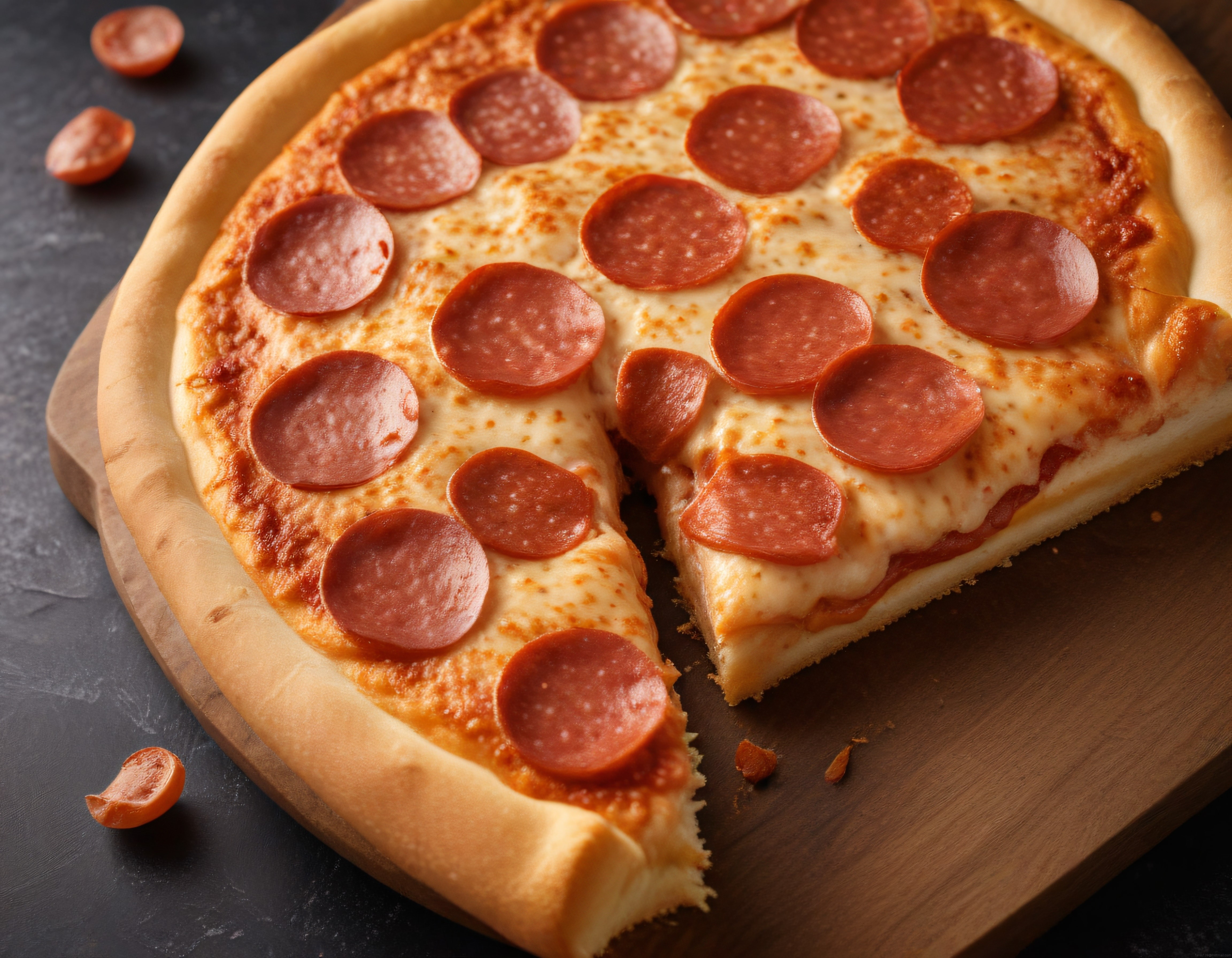 Klasik Pepperoni Pizza Dilimi: Erimiş Peynir ve Altın Rengi Çıtır Kenar