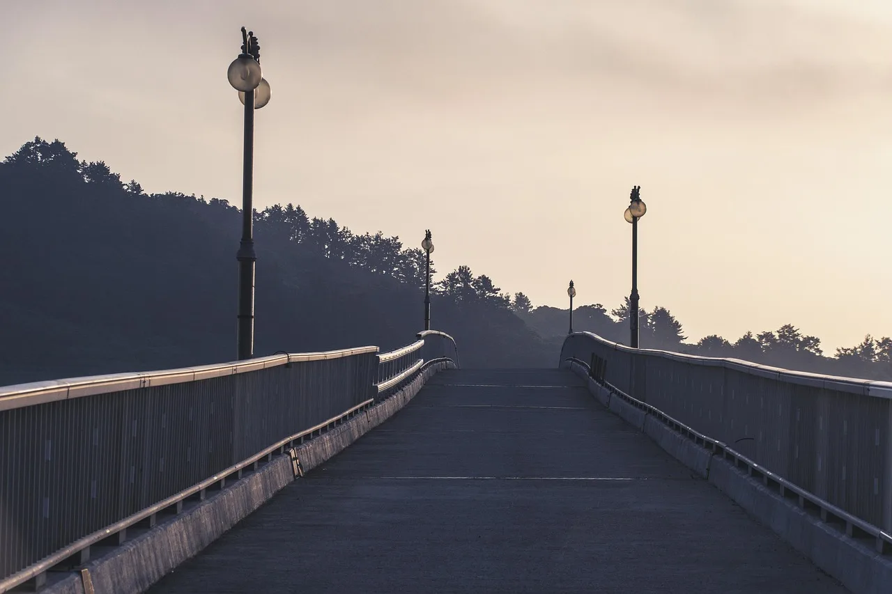 Köprü yol kenarında taş döşeli patika - seyahat fotoğrafı