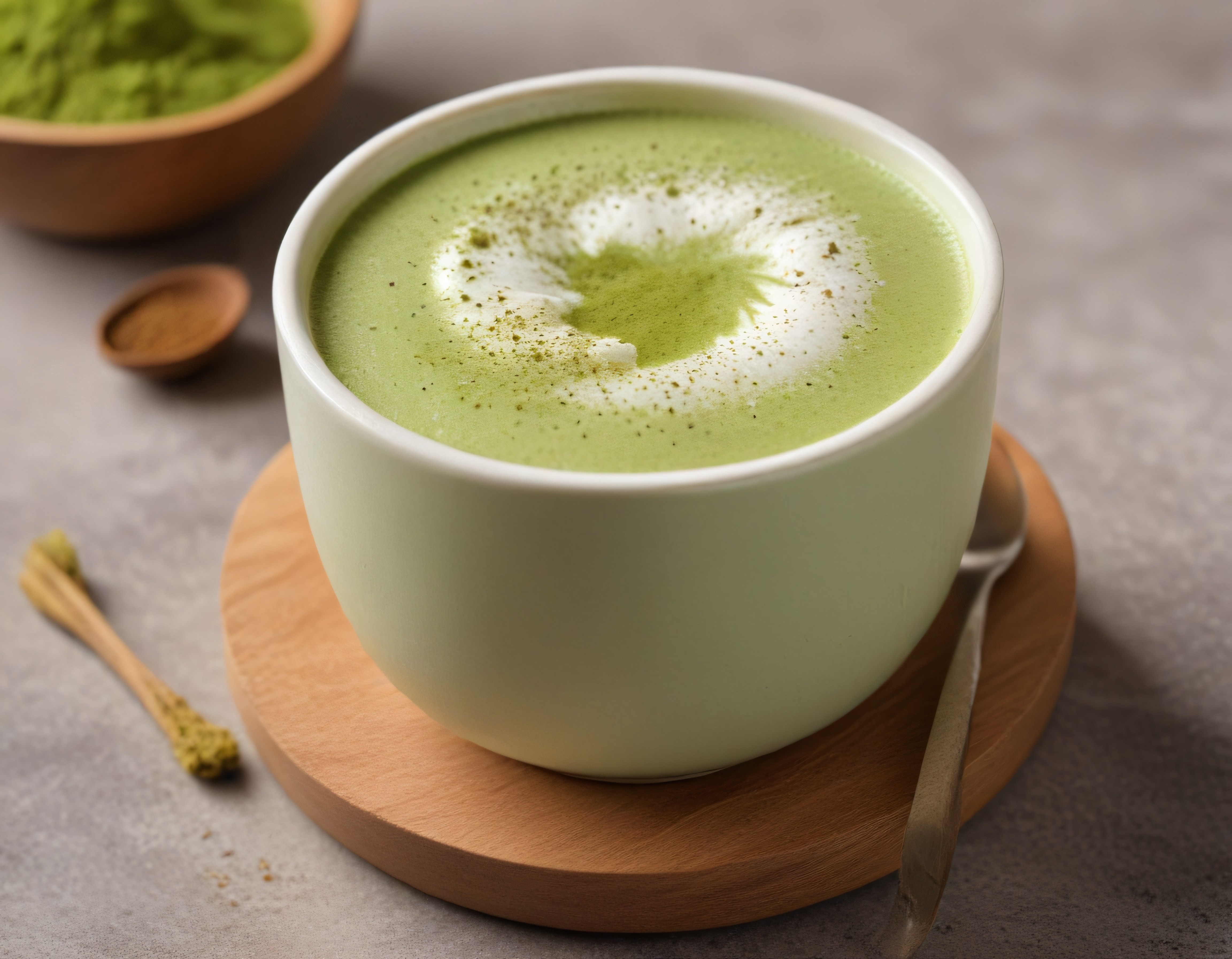 Köpüklü Sıcak Matcha Latte ve Bambu Çırpıcı ile Japon Çay Keyfi