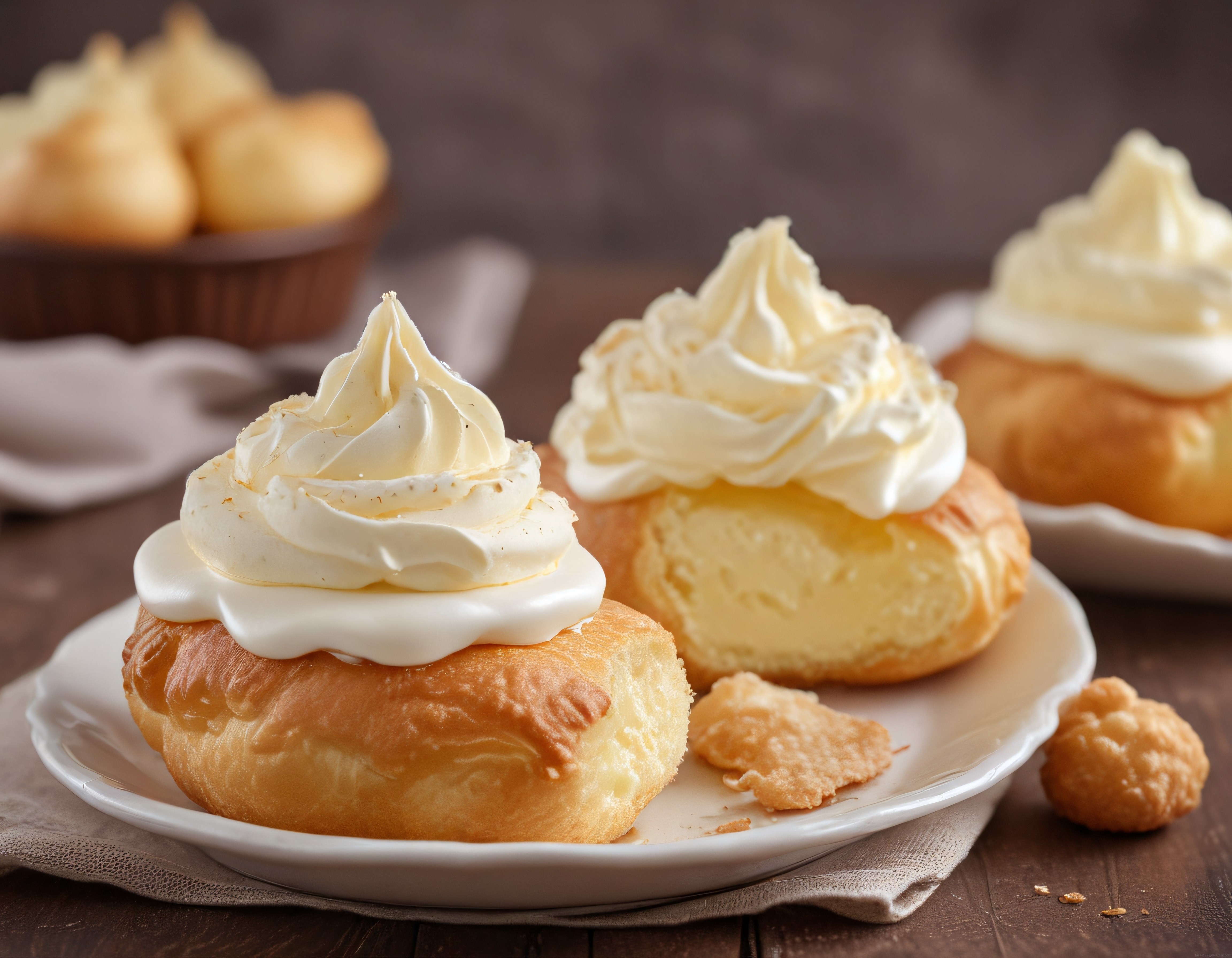 Köpüksü Kremalı Ekler ve Profiterol, Sıcak Pastane Havasında Sunum