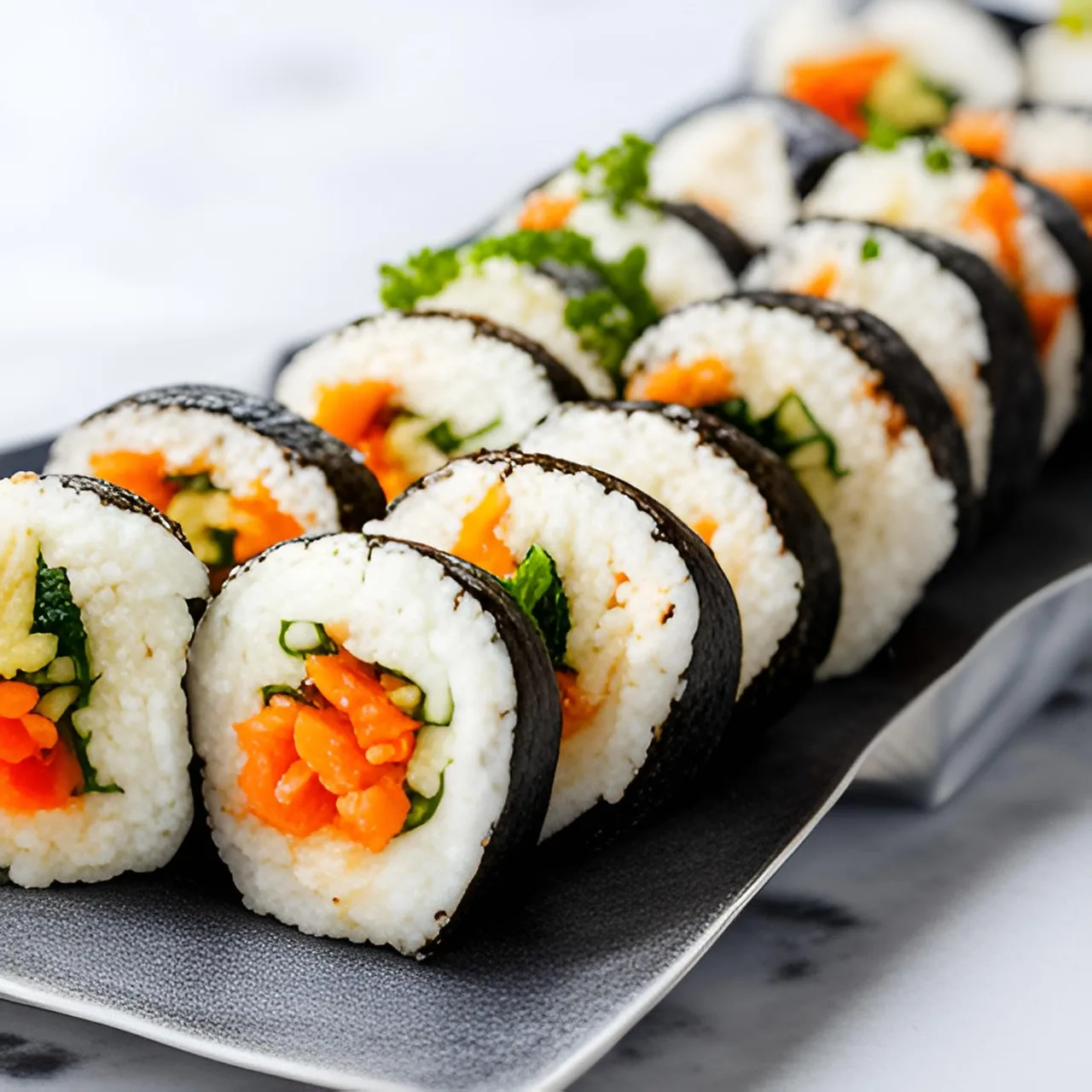 Kore mutfağı kimbap ve sushi tabağı