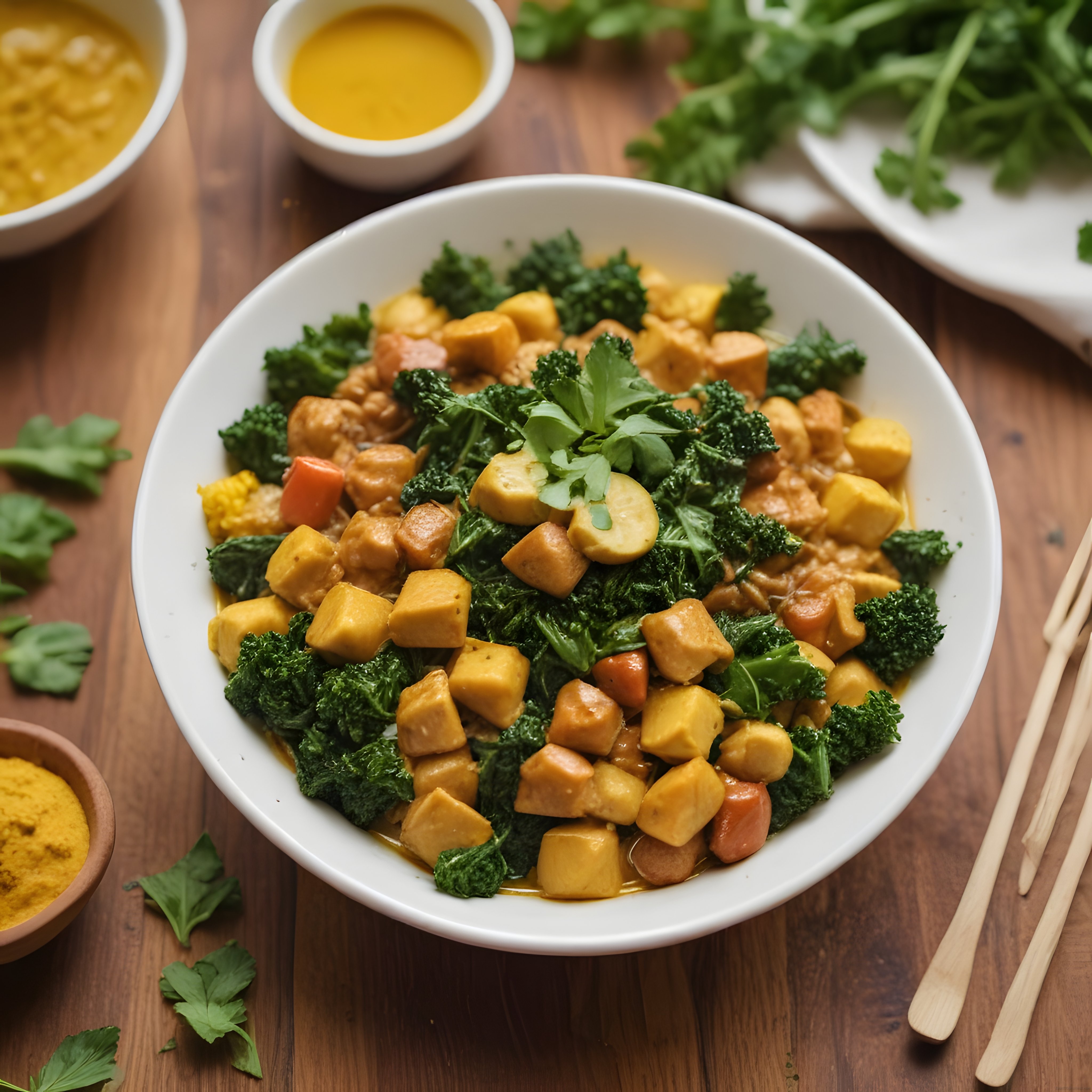 Körili tofu ve sebzelerle hazırlanan renkli vegan kase: Sağlıklı bir Asya mutfağı önerisi