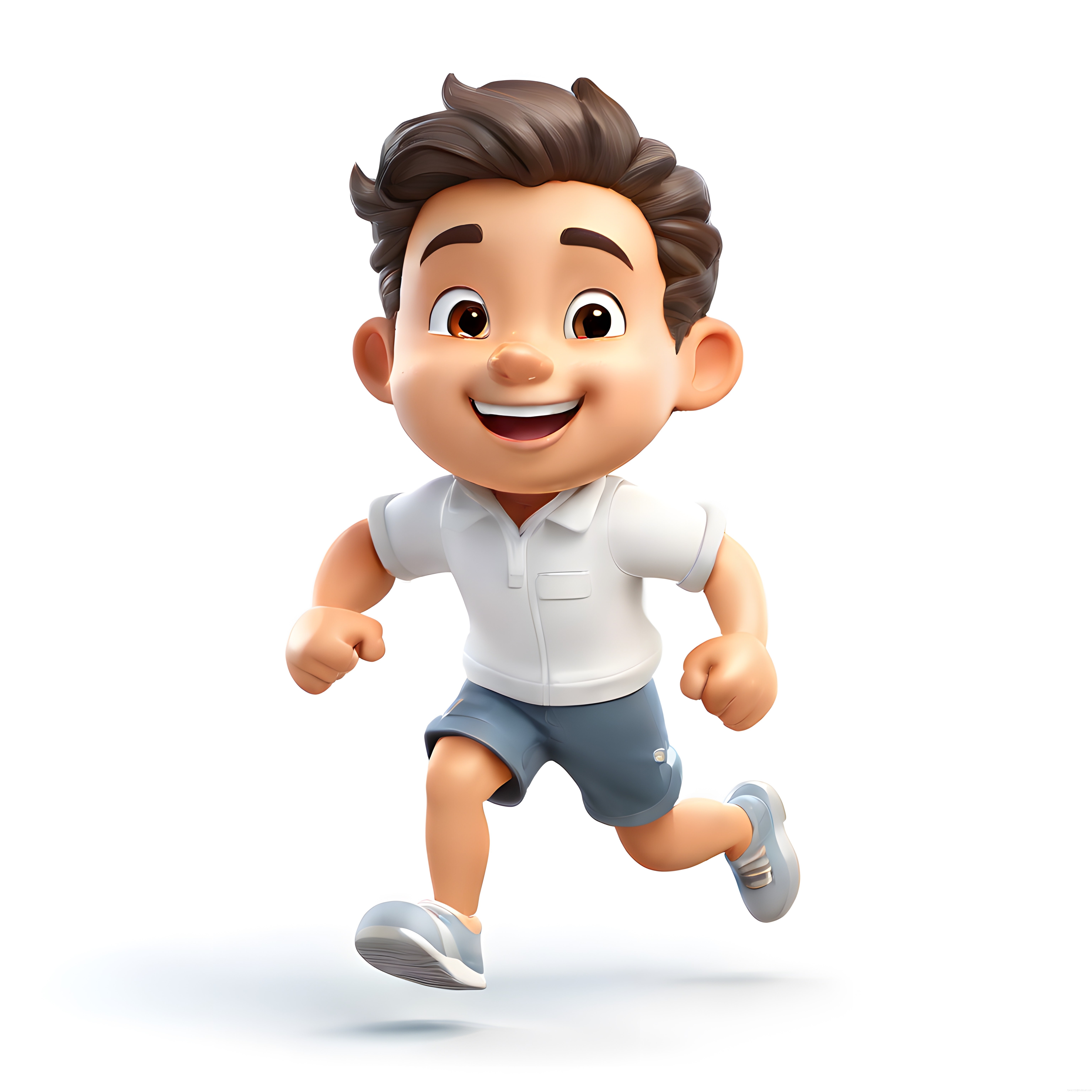 Koşan ve Mutlu Gülümseyen 3D Animasyon Çocuk Karakteri İzole Stok Fotoğraf