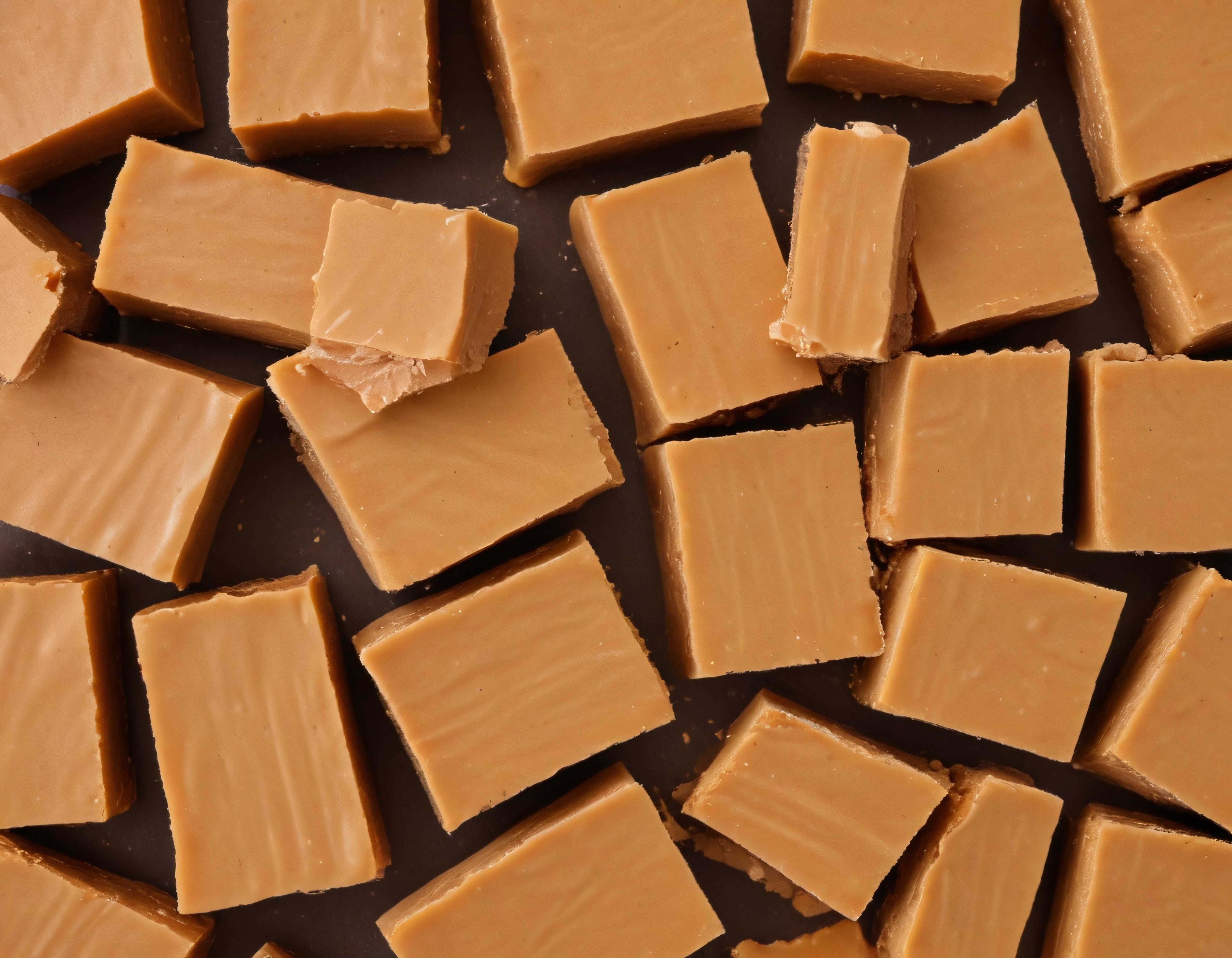 Koyu Arka Planda Ev Yapımı Yumuşak Fudge Tatlı Kare Parçaları