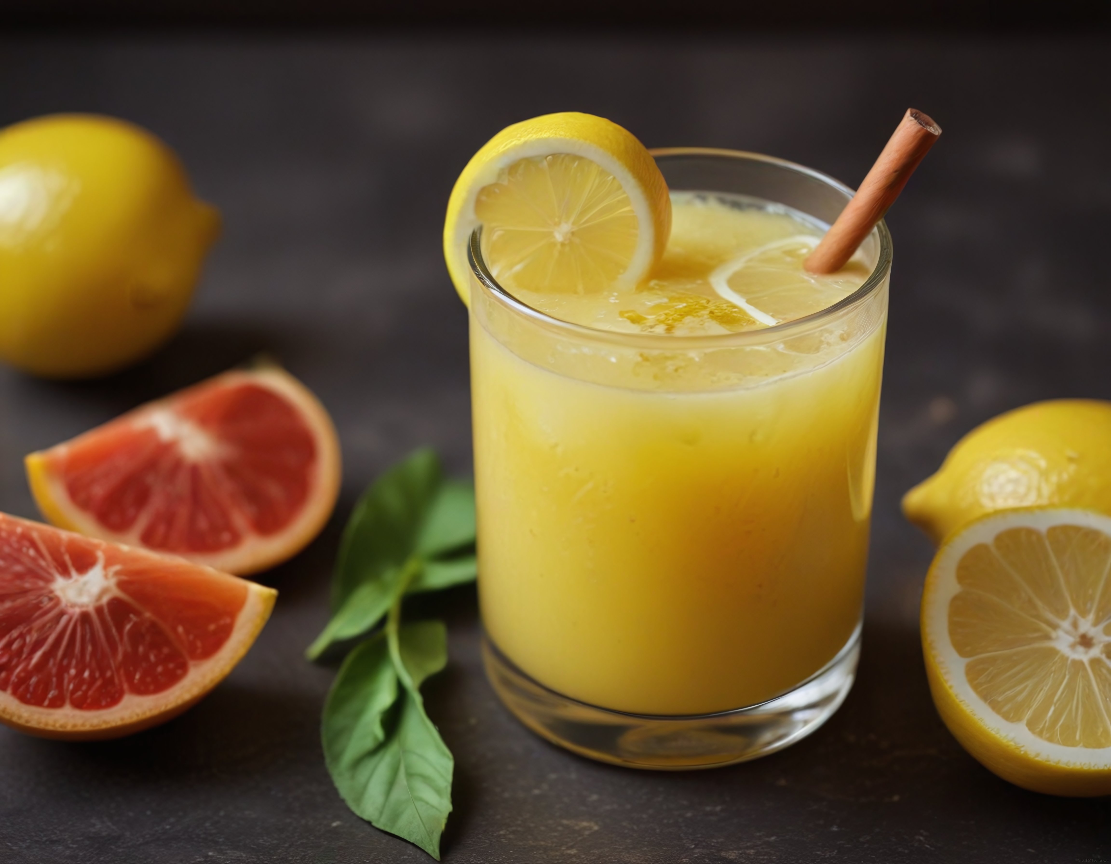 Koyu Arka Planda Limon ve Greyfurtlu Ev Yapımı Ferahlatıcı İçecek Görseli