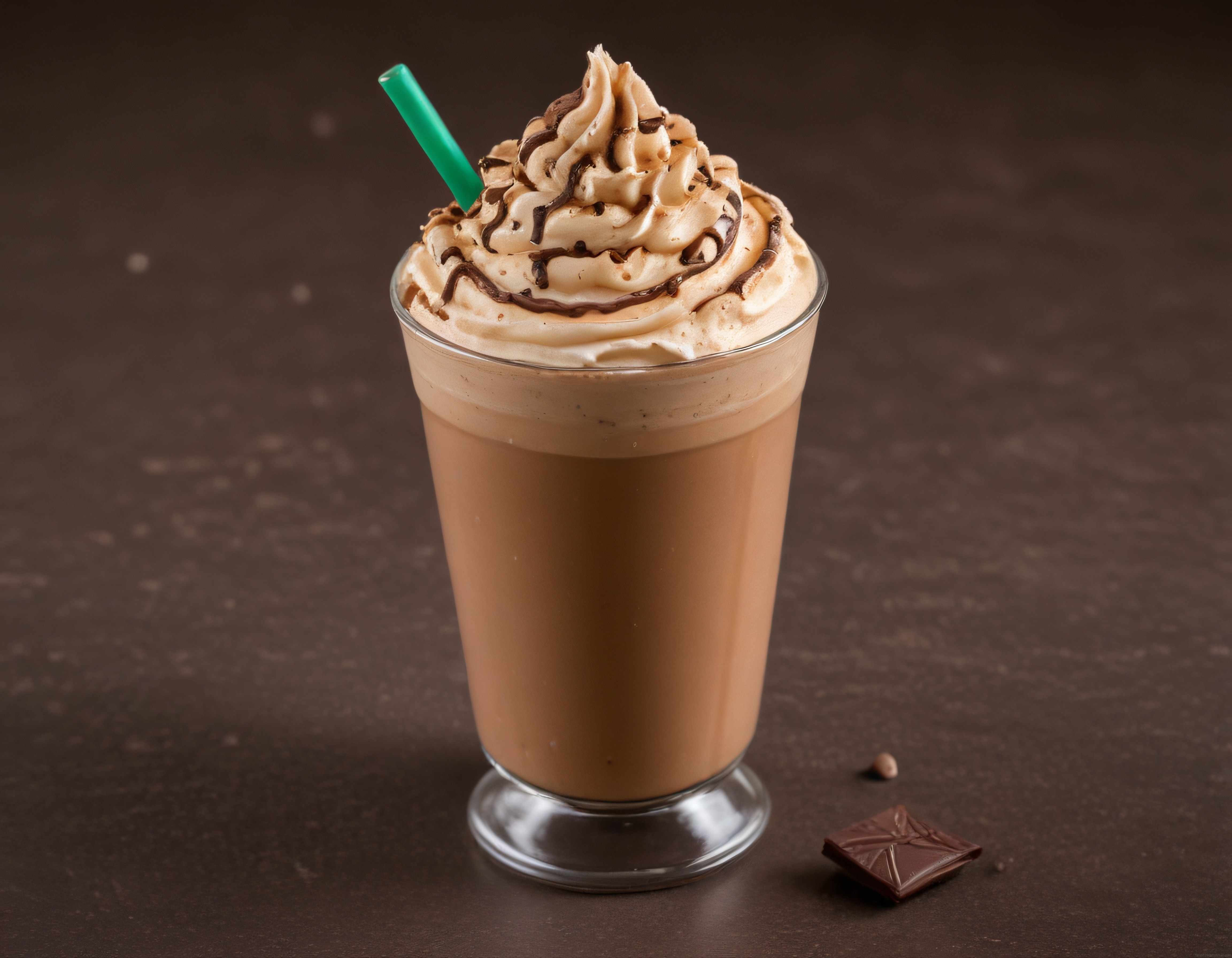Koyu Fon Üzerinde Kremalı Çikolatalı Soğuk Kahve ve Frappe Sunumu