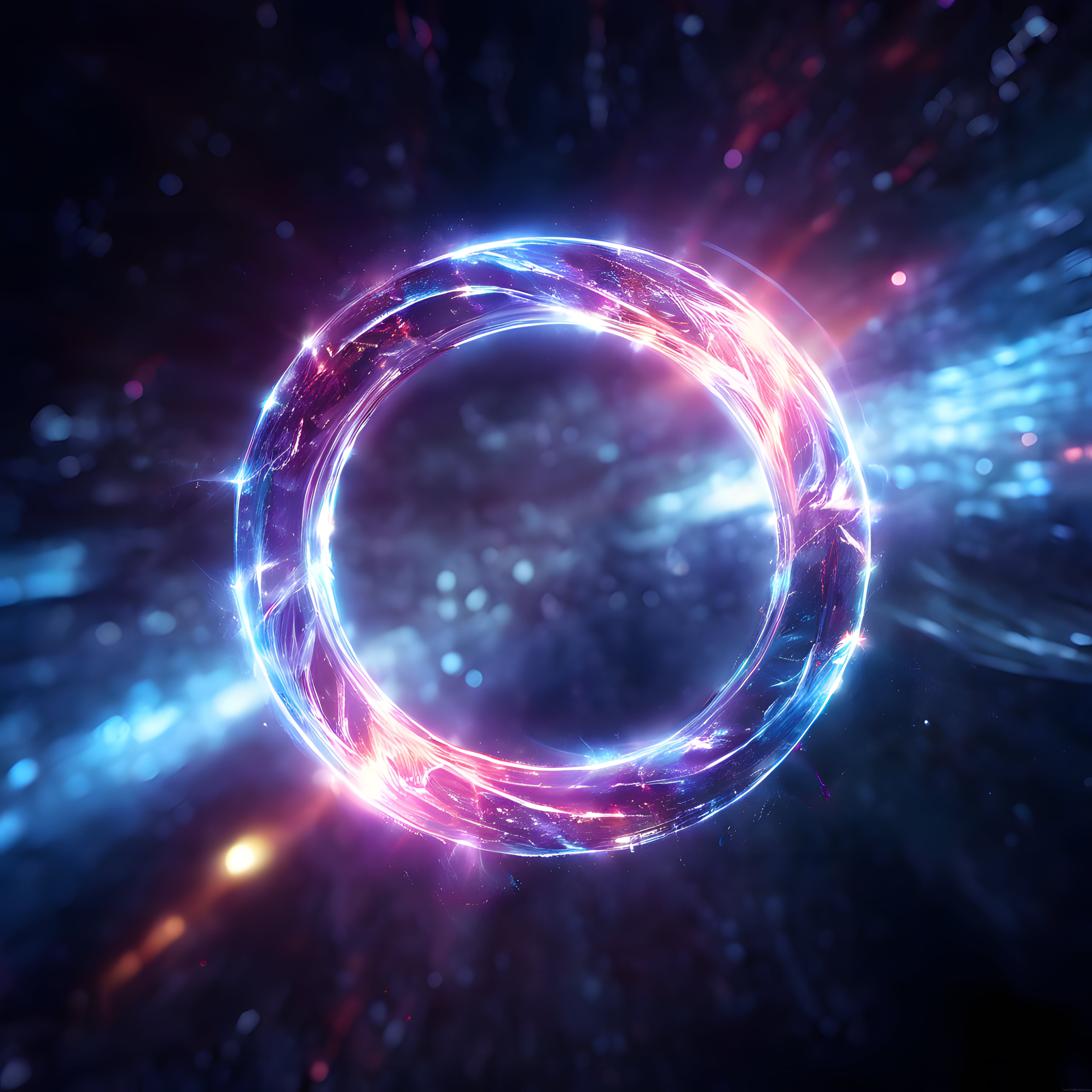 Kozmik Neon Portal: Uzayda Parıldayan Dijital Sanat Eseri ve Enerji Halkası