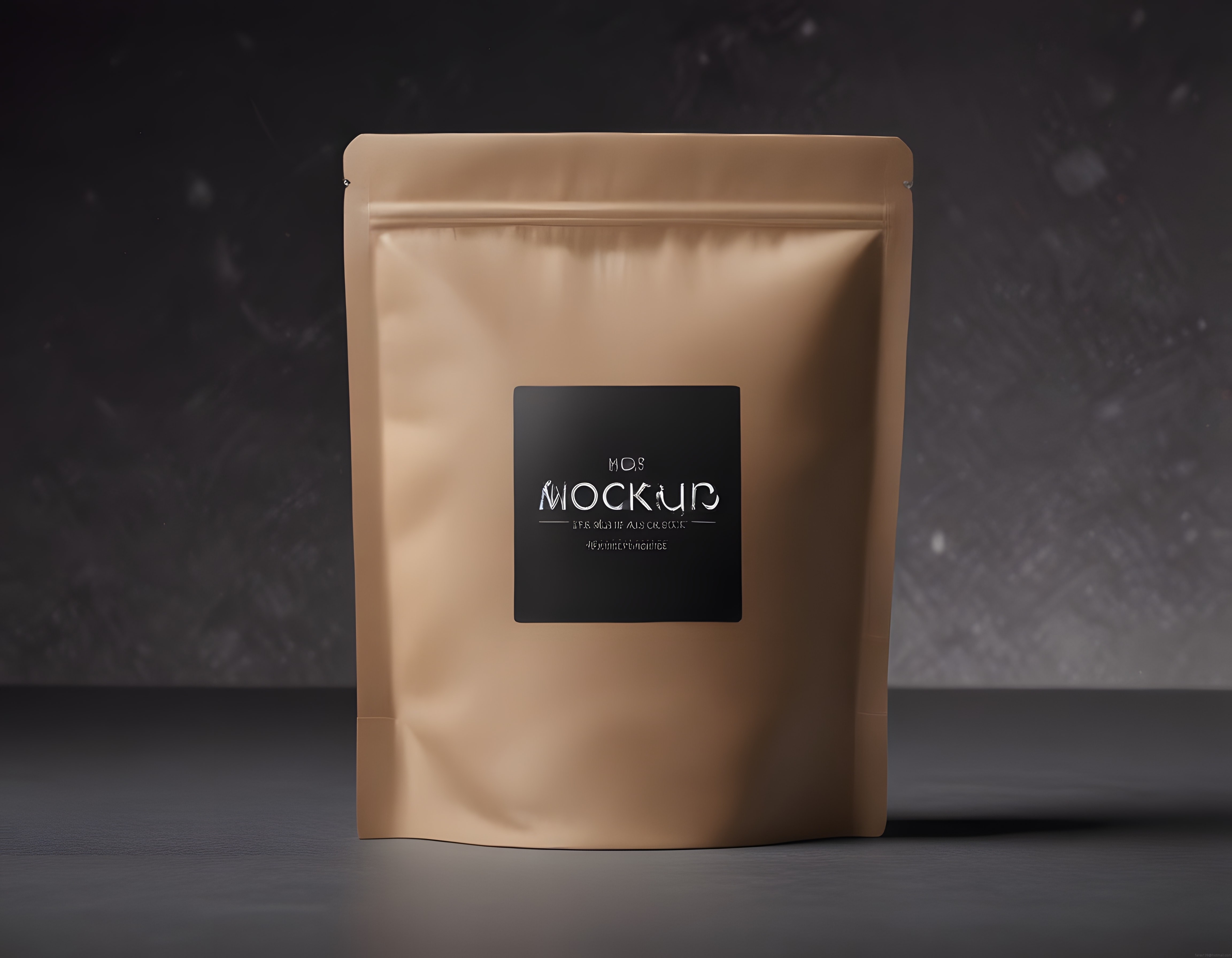 Kraft Kağıt Zip Kilitli Poşet Mockup ve Siyah Etiketli Ambalaj Tasarım