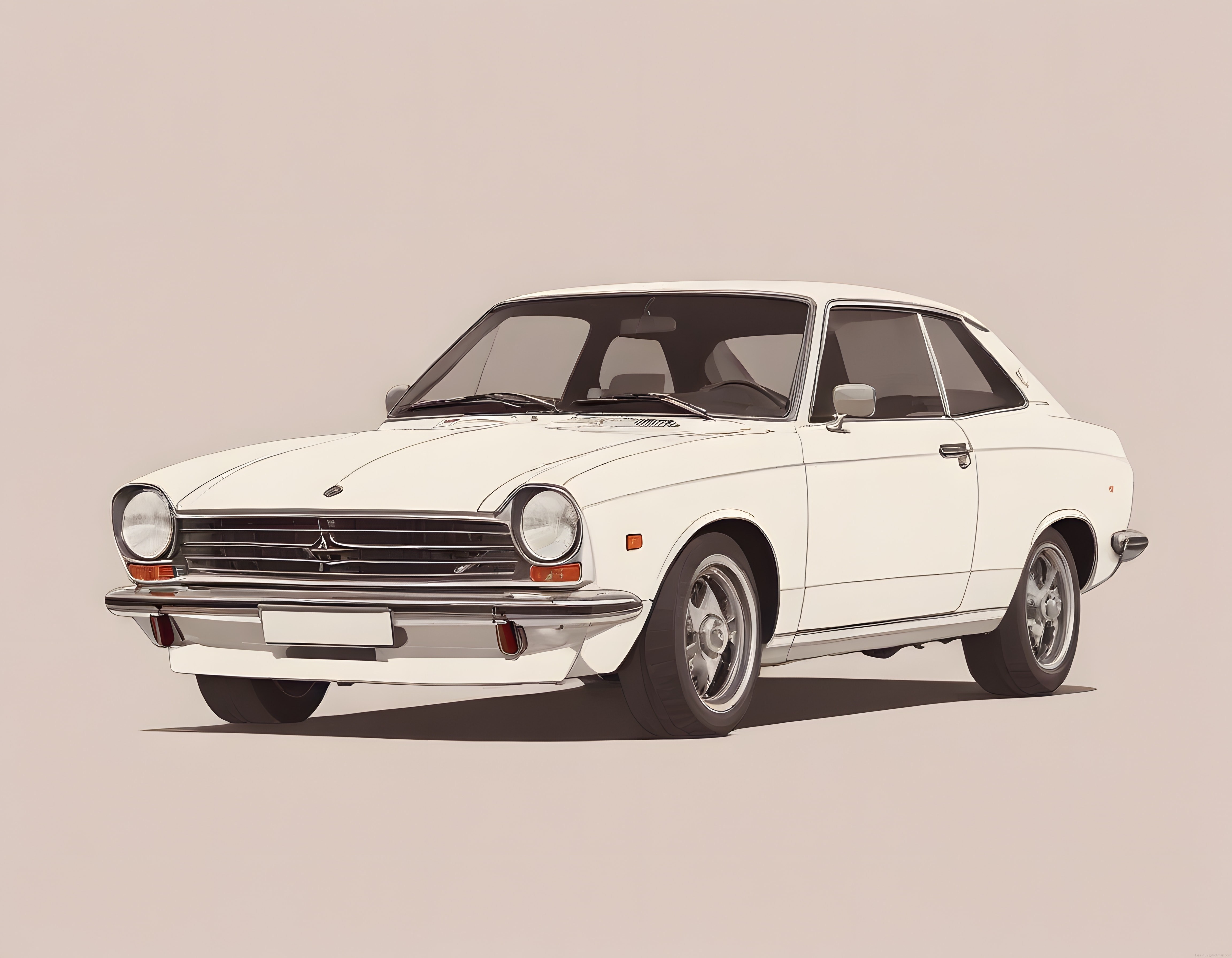 Krem Arka Planda Beyaz Vintage Klasik Coupe Otomobil Görseli