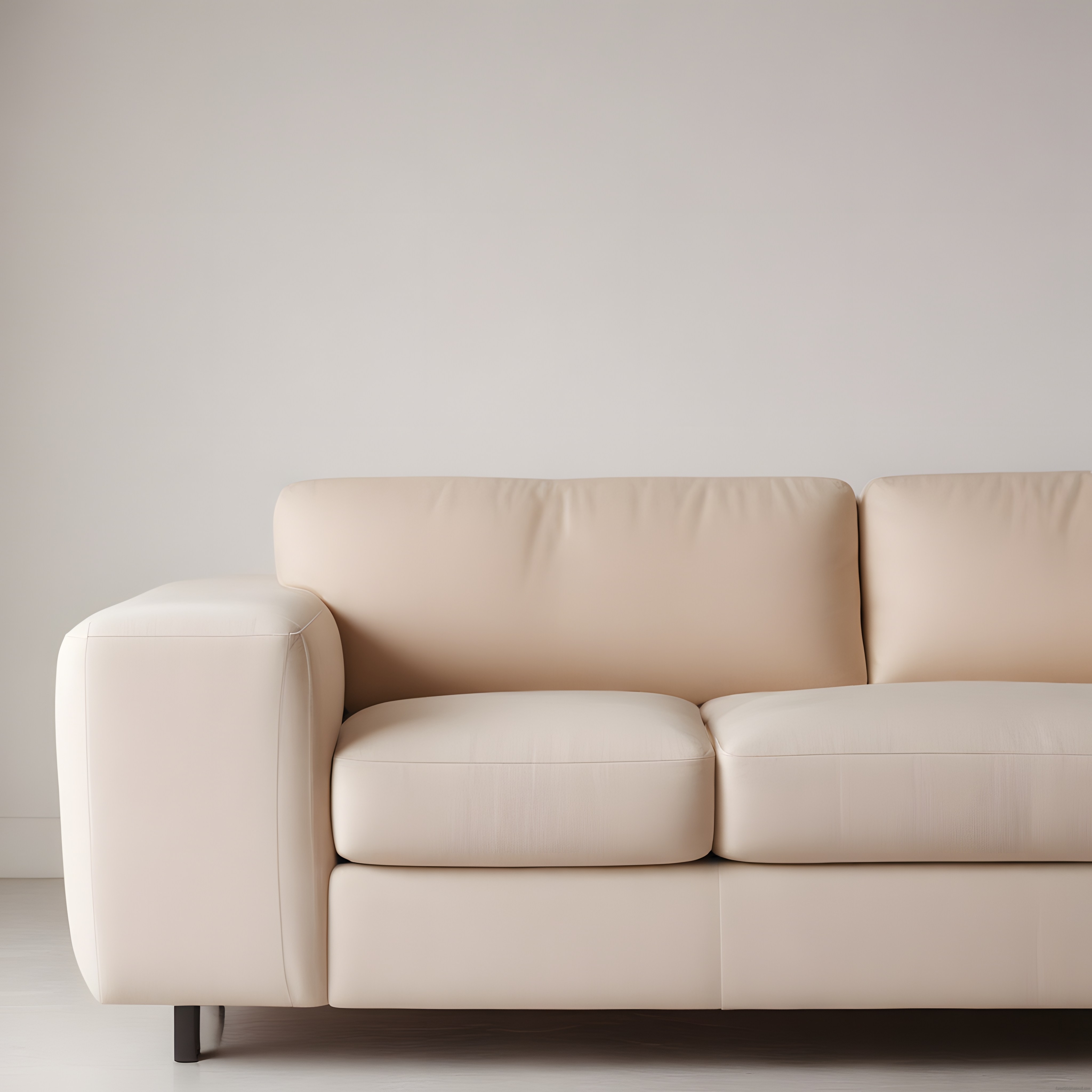 Krem Bej Yumuşak Dokulu Modern Kanepe ve Minimalist Duvar Dekorasyonu