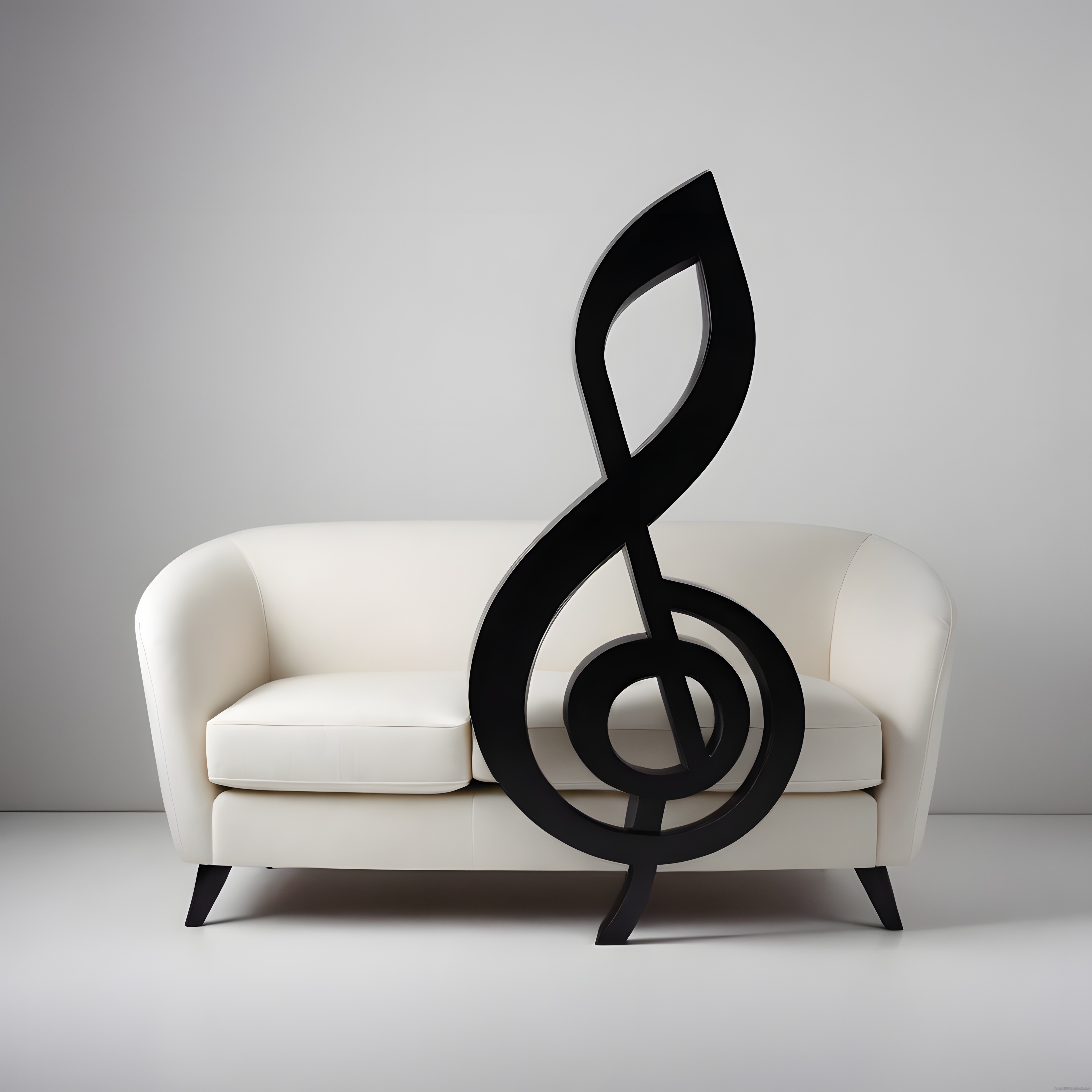 Krem Kanepe ve Siyah Sol Anahtarı ile Müzik Aşkına Minimal Tasarım