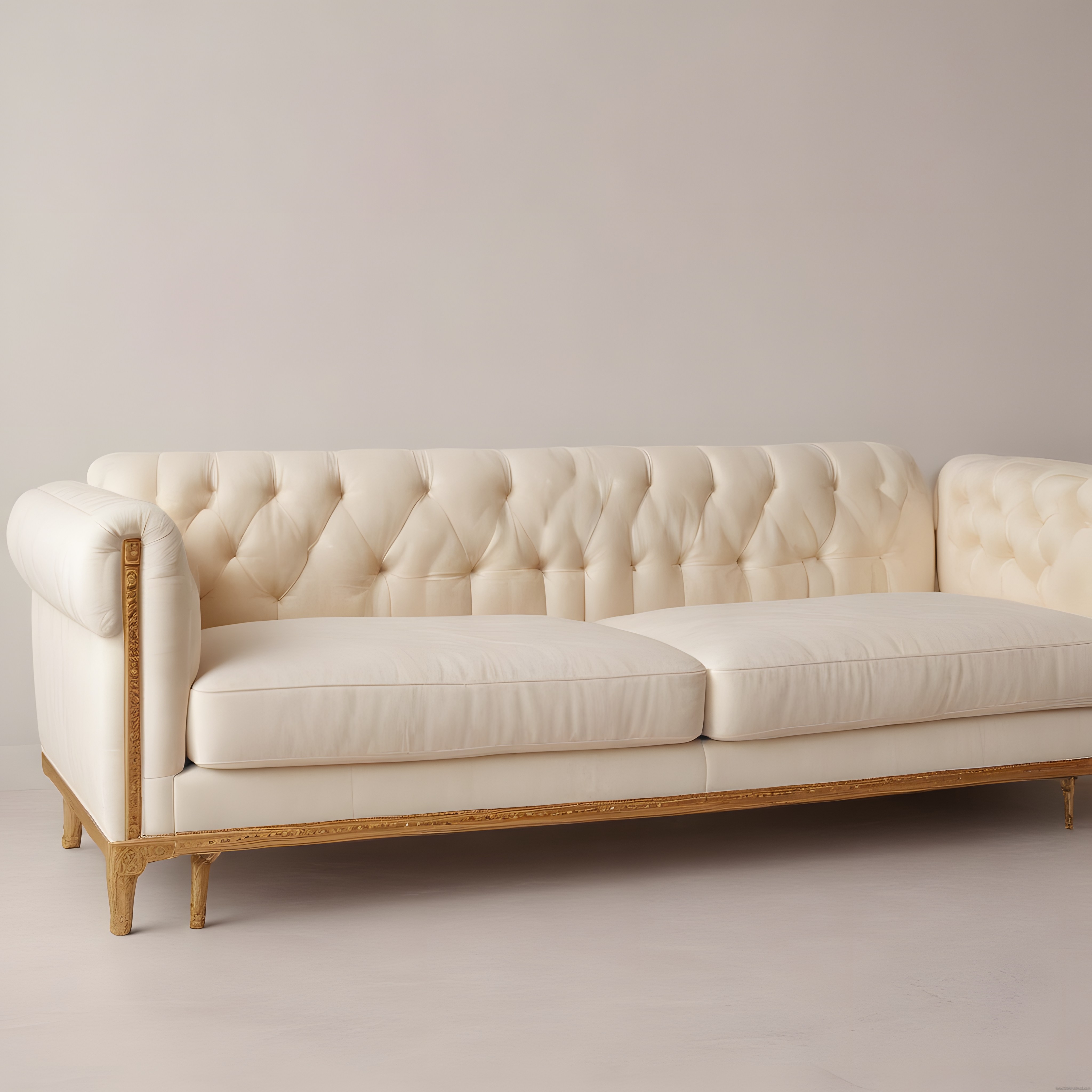 Krem Kapitone Chesterfield Köşe Kanepe ile Lüks ve Modern Salon Dekorasyonu